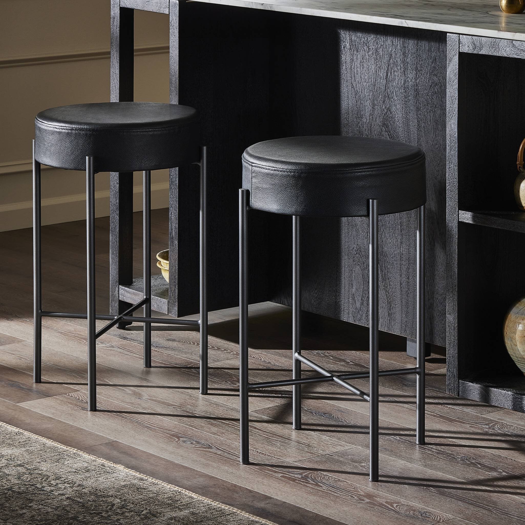 Nocona Counter Stool - Black Leather - Image 3