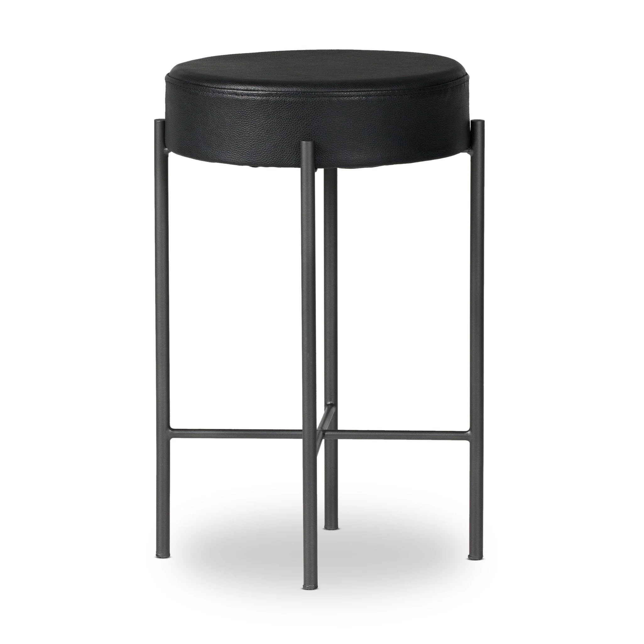 Nocona Counter Stool - Black Leather - Image 1
