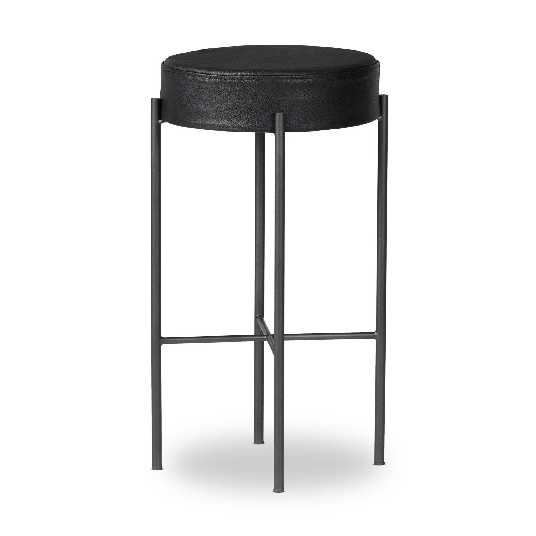 Nocona Bar Stool - Black Leather - Image 1