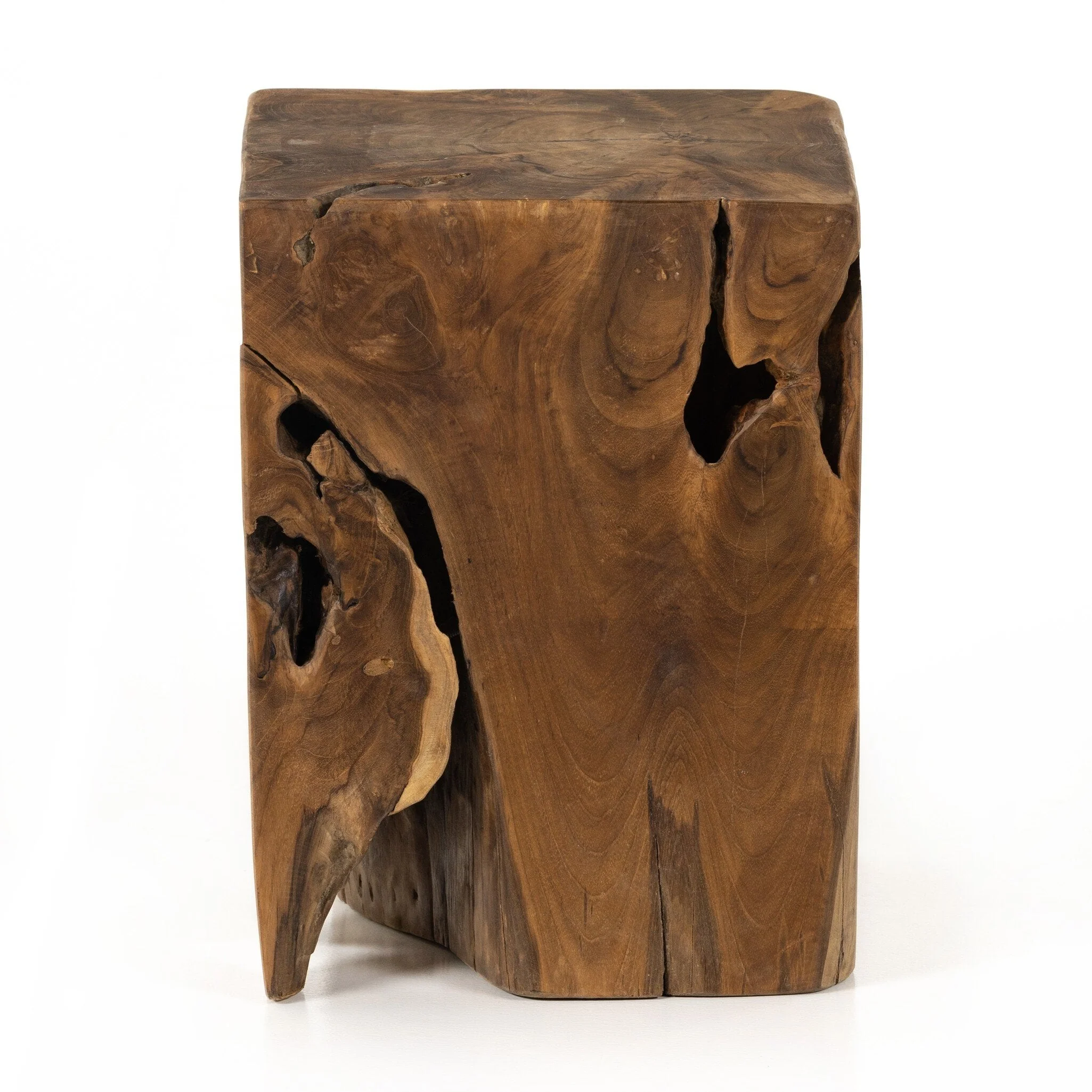 Teak Square Stool – Aged Natural Teak
