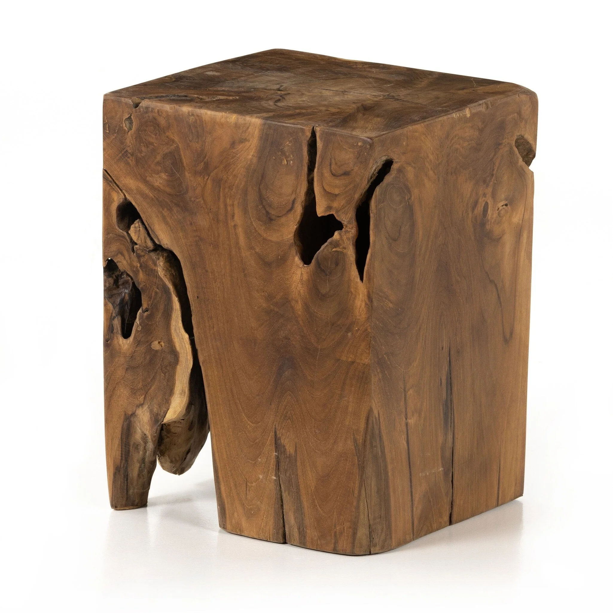 Teak Square Stool - Aged Natural Teak - Image 2