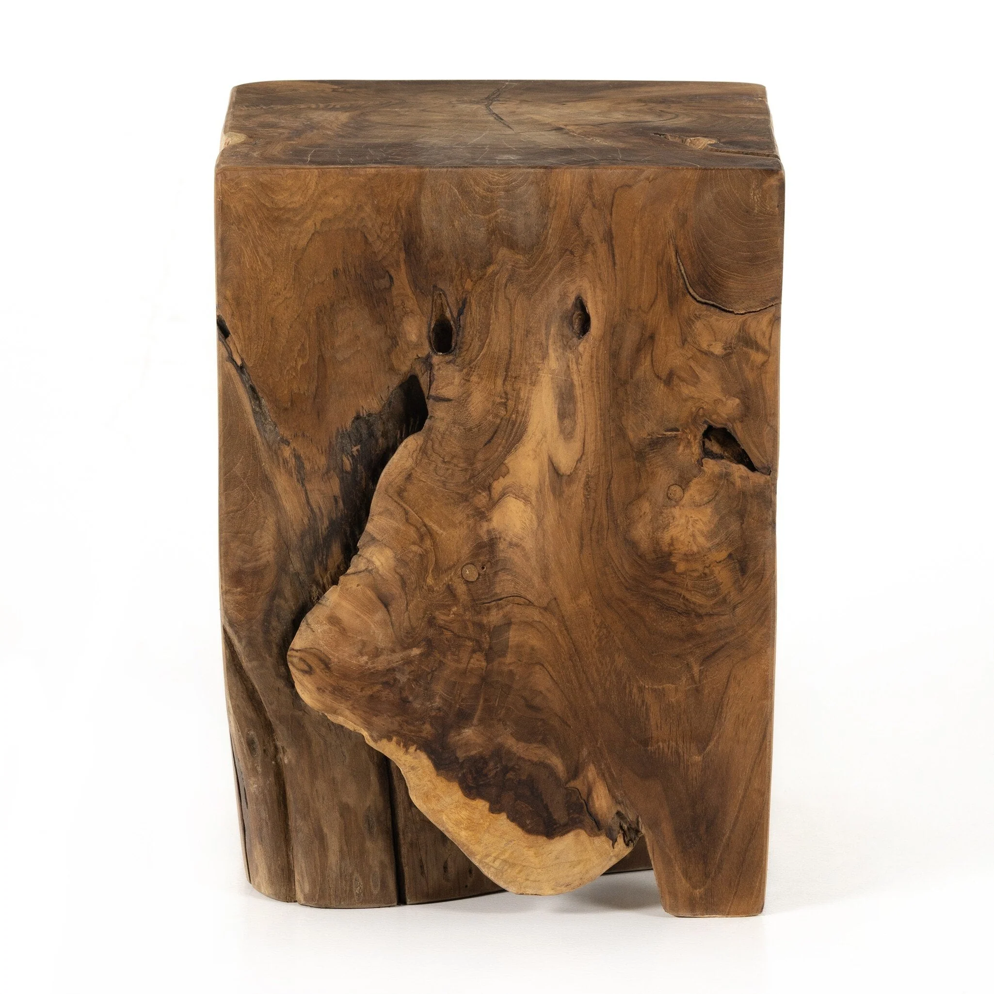 Teak Square Stool - Aged Natural Teak - Image 3