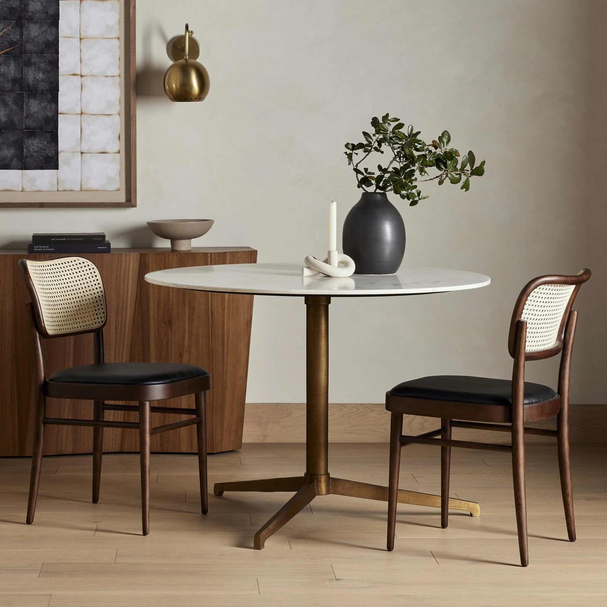 Helen Round Bistro Table - Polished White Marble - Image 3