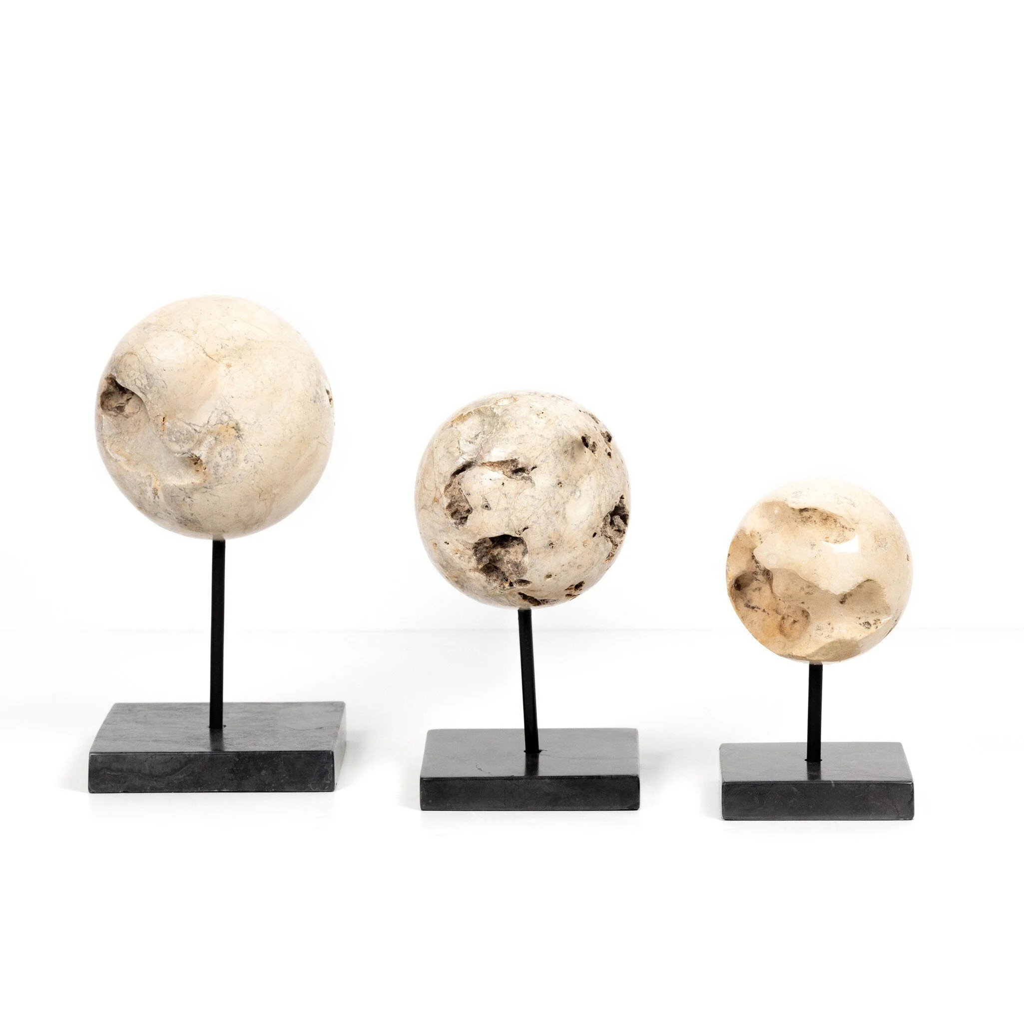 Organic Stone Sculptures, Set Of 3 – Black Marble