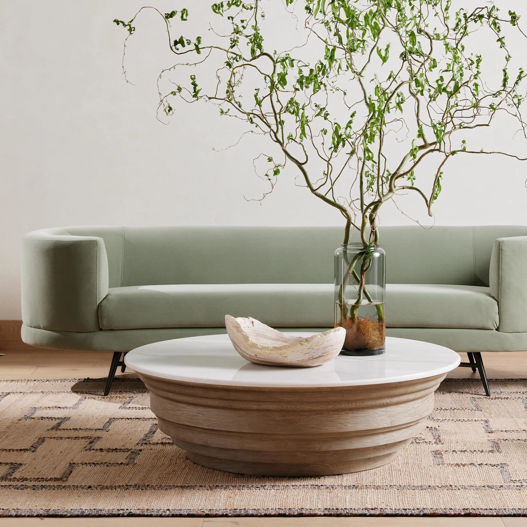 Caldwell Stone Coffee Table - White Marble - Image 2