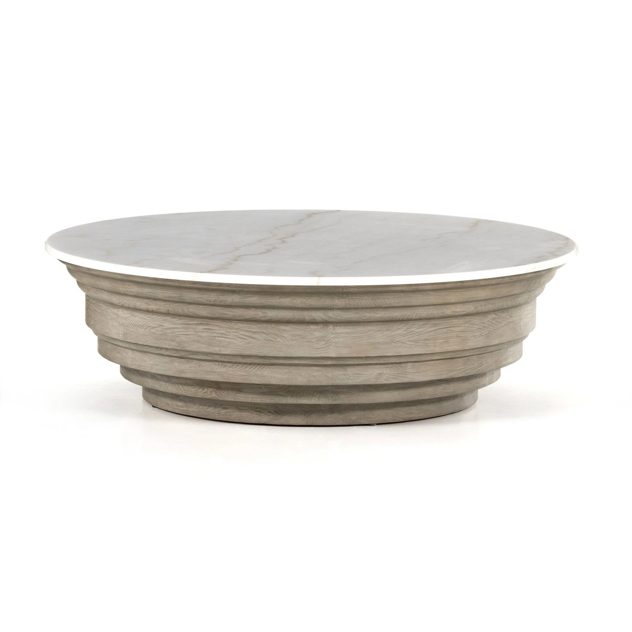 Caldwell Stone Coffee Table - White Marble - Image 1
