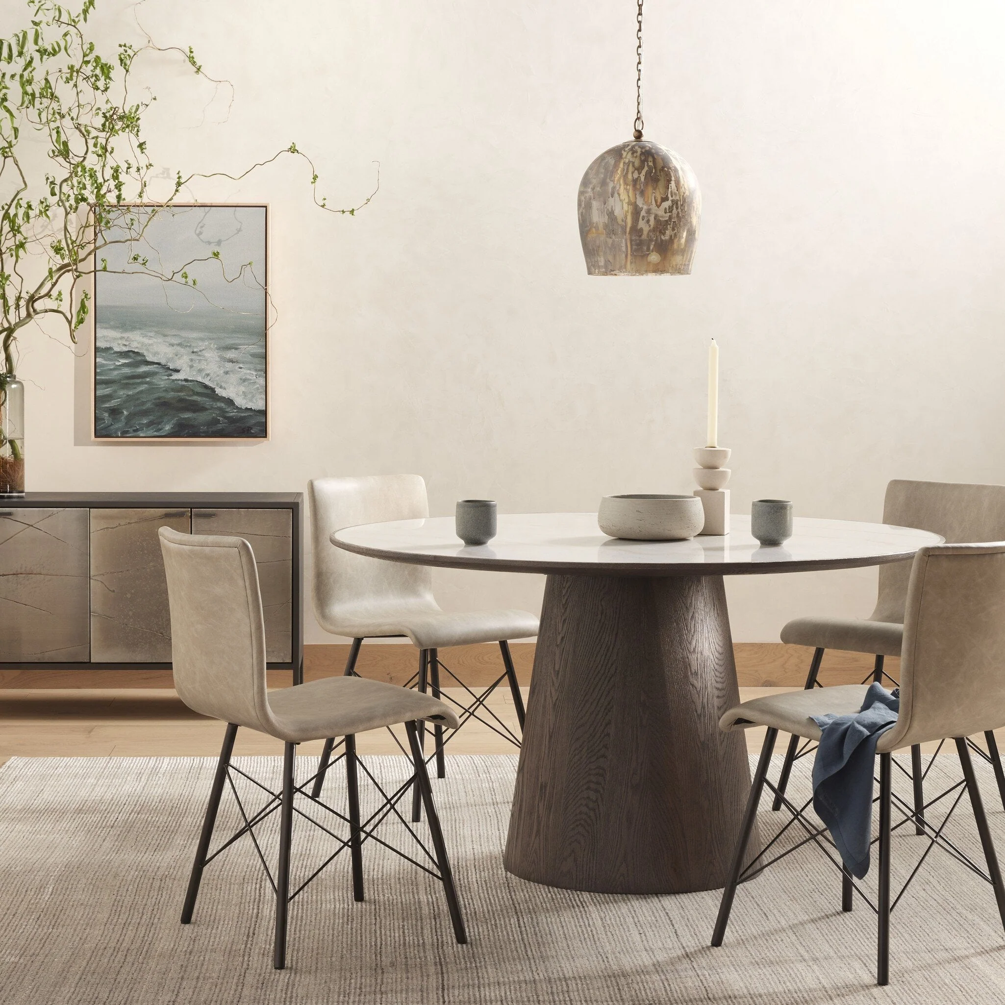 Skye Round Dining Table - White Marble - Image 2