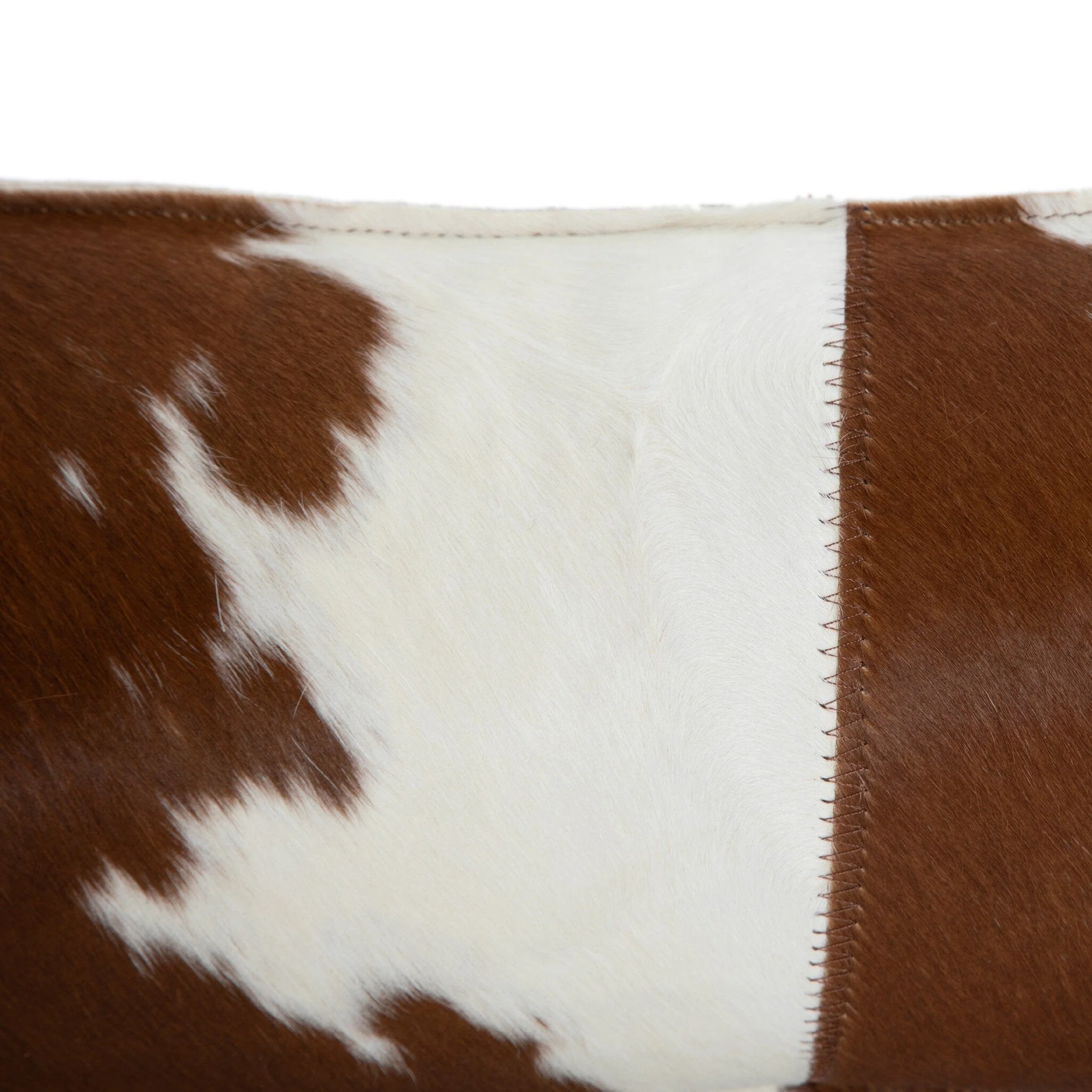 Modern Cowhide Lumbar Pillow - Brown & White Hair on Hide - Image 2