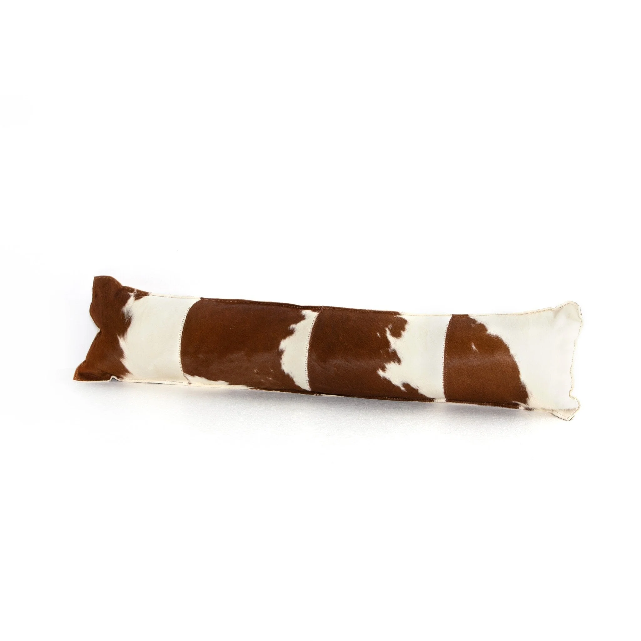 Modern Cowhide Lumbar Pillow – Brown & White Hair on Hide