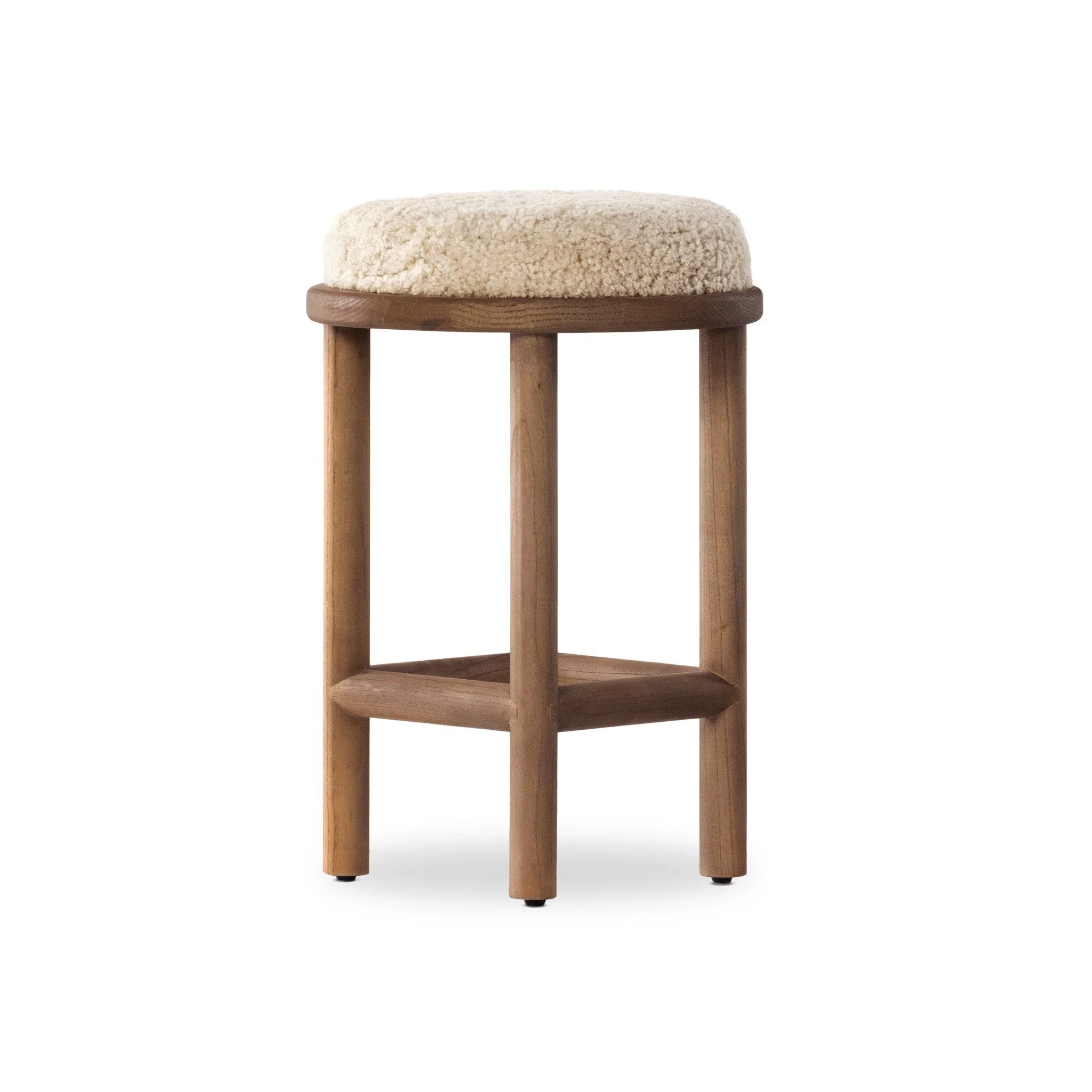 Saldino Counter Stool - Beige Shearling - Image 2