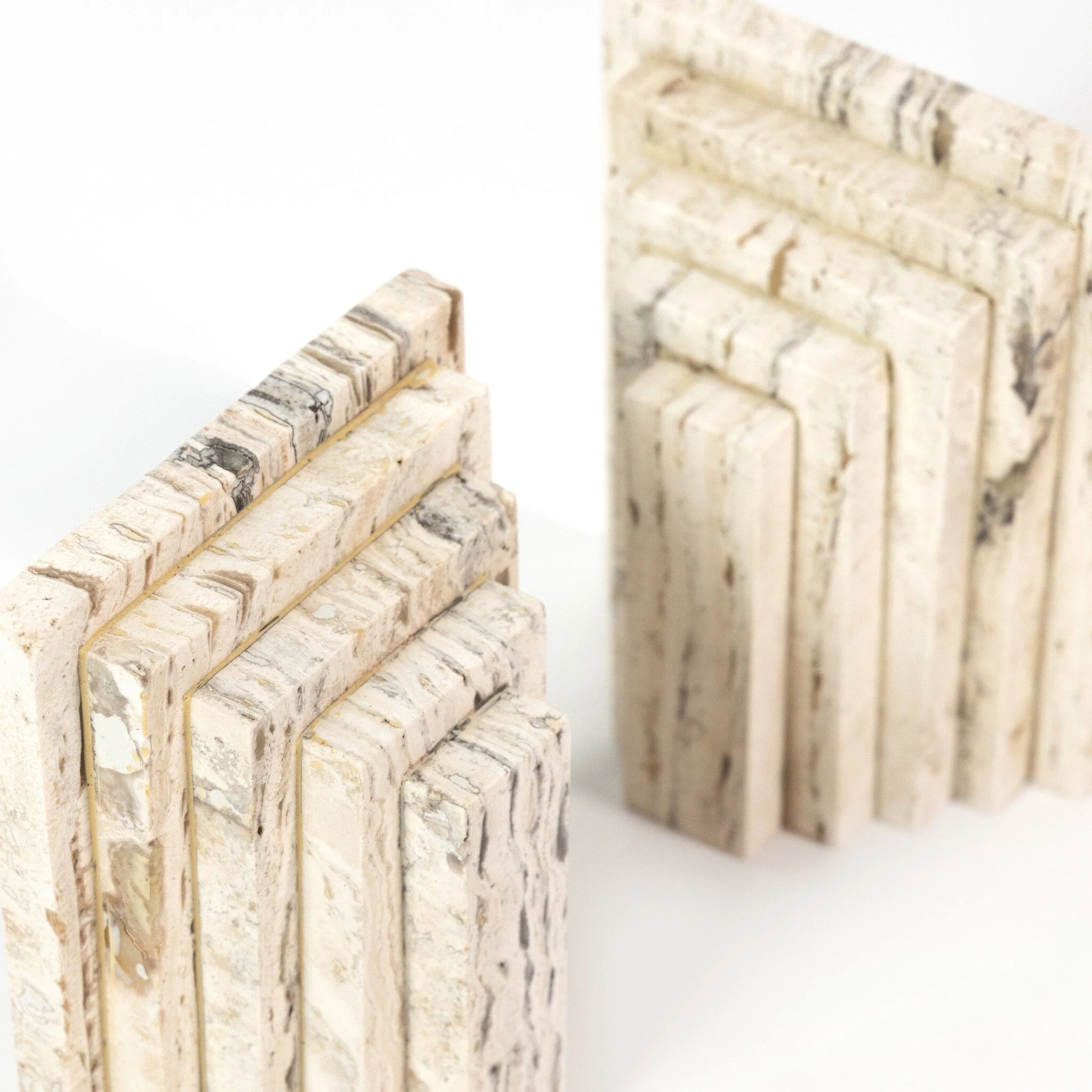Stepped Bookends - White Travertine - Image 2