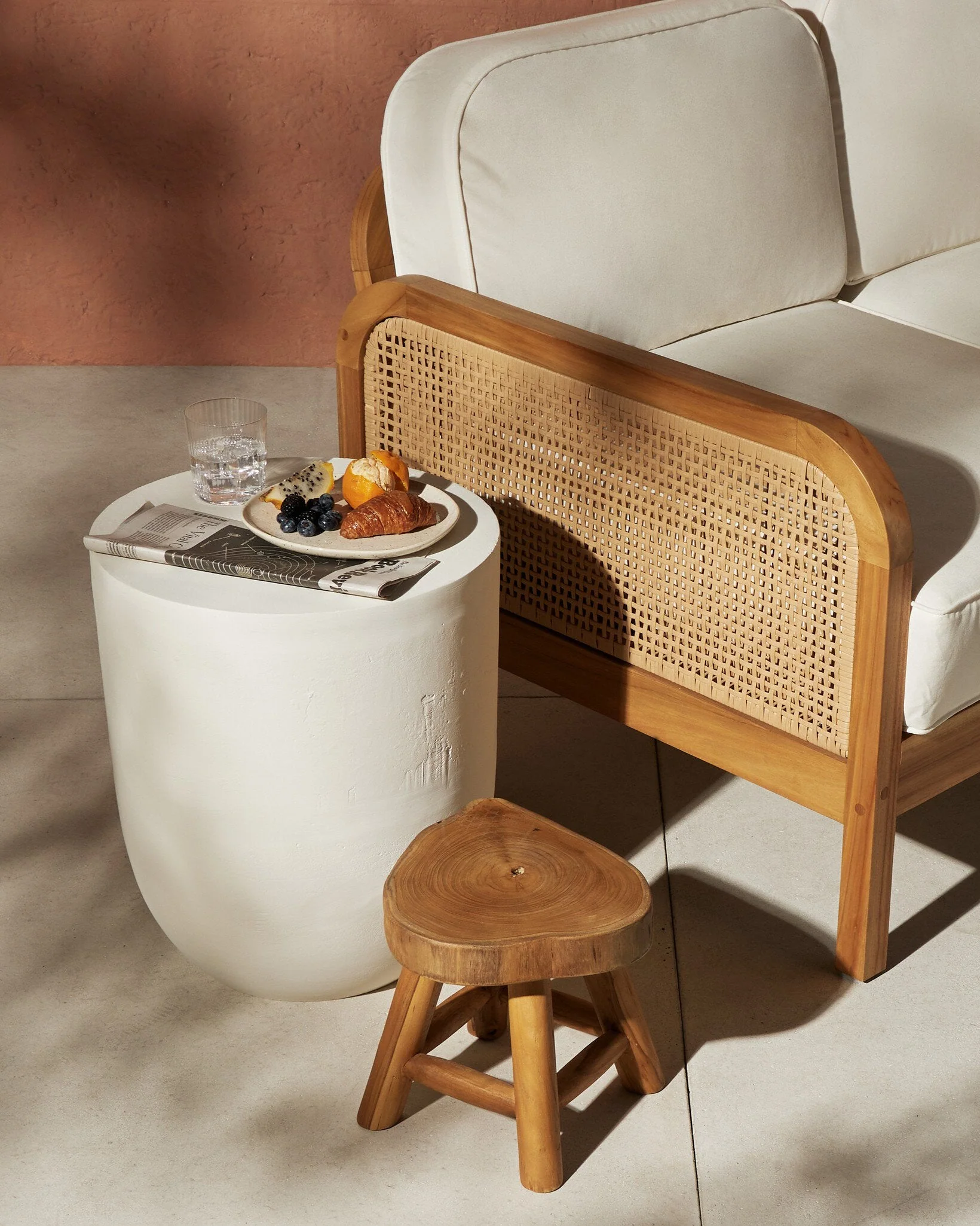 Basil Outdoor Drink Table - Matte White Cast Aluminum - Image 2