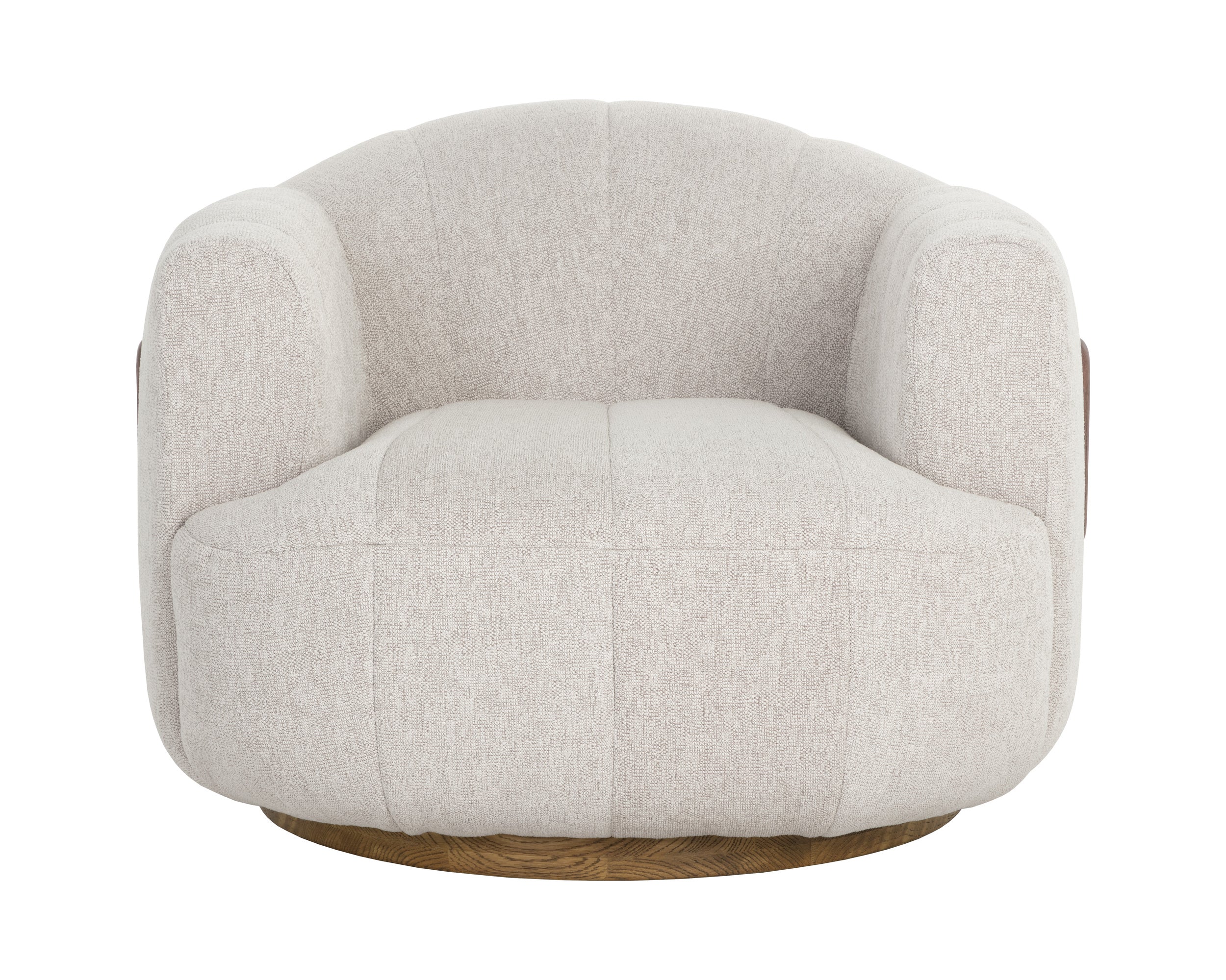 Tadeo Swivel Armchair - Warm Brown - Dove Cream - Image 2