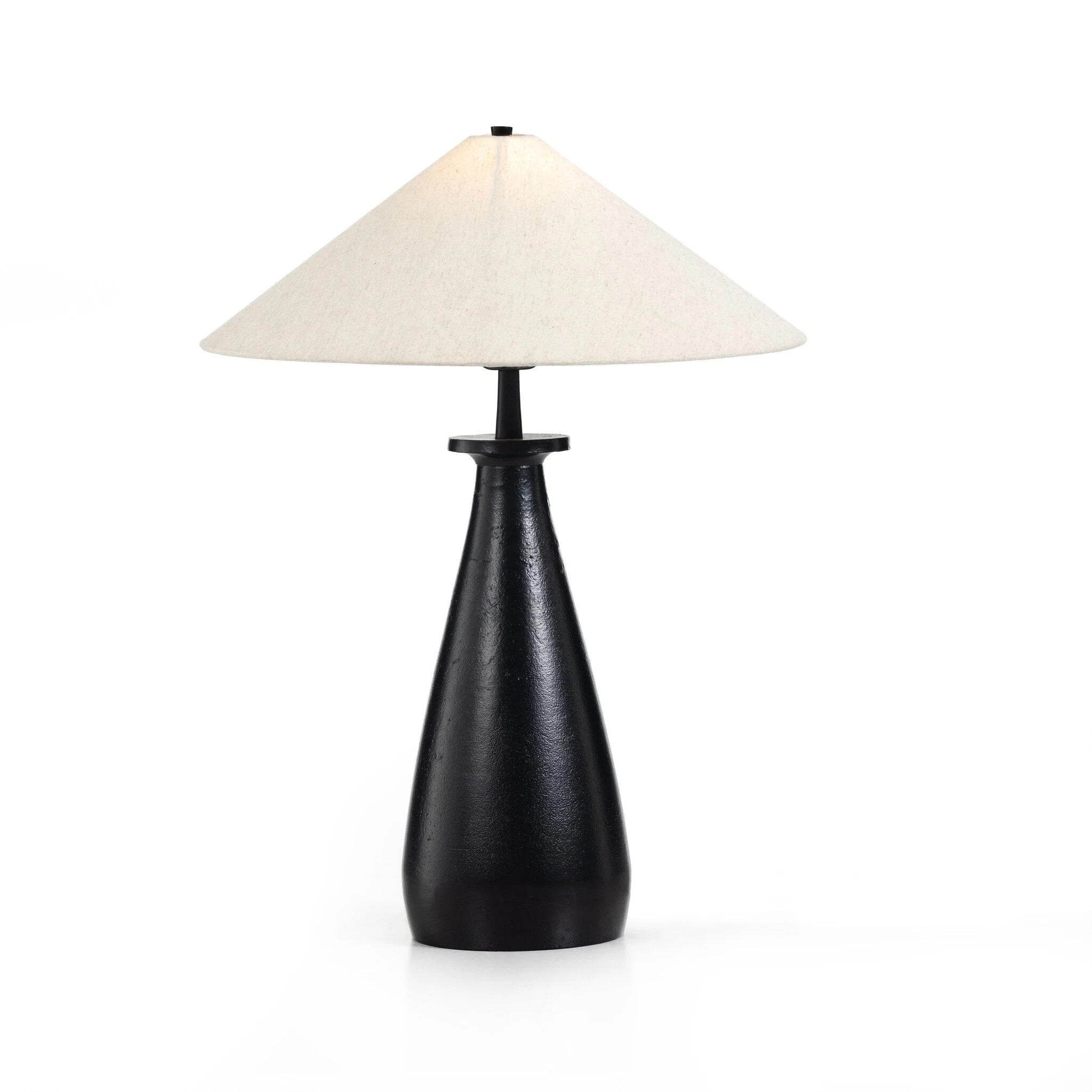 Innes Tapered Shade Table Lamp - Matte Black Cast Aluminum - Image 2
