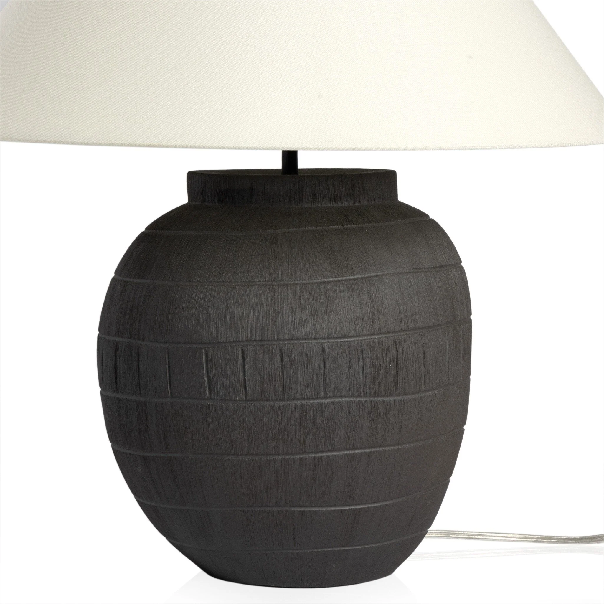Muji Table Lamp - Textured Matte Black Porcelain Ceramic - Image 3