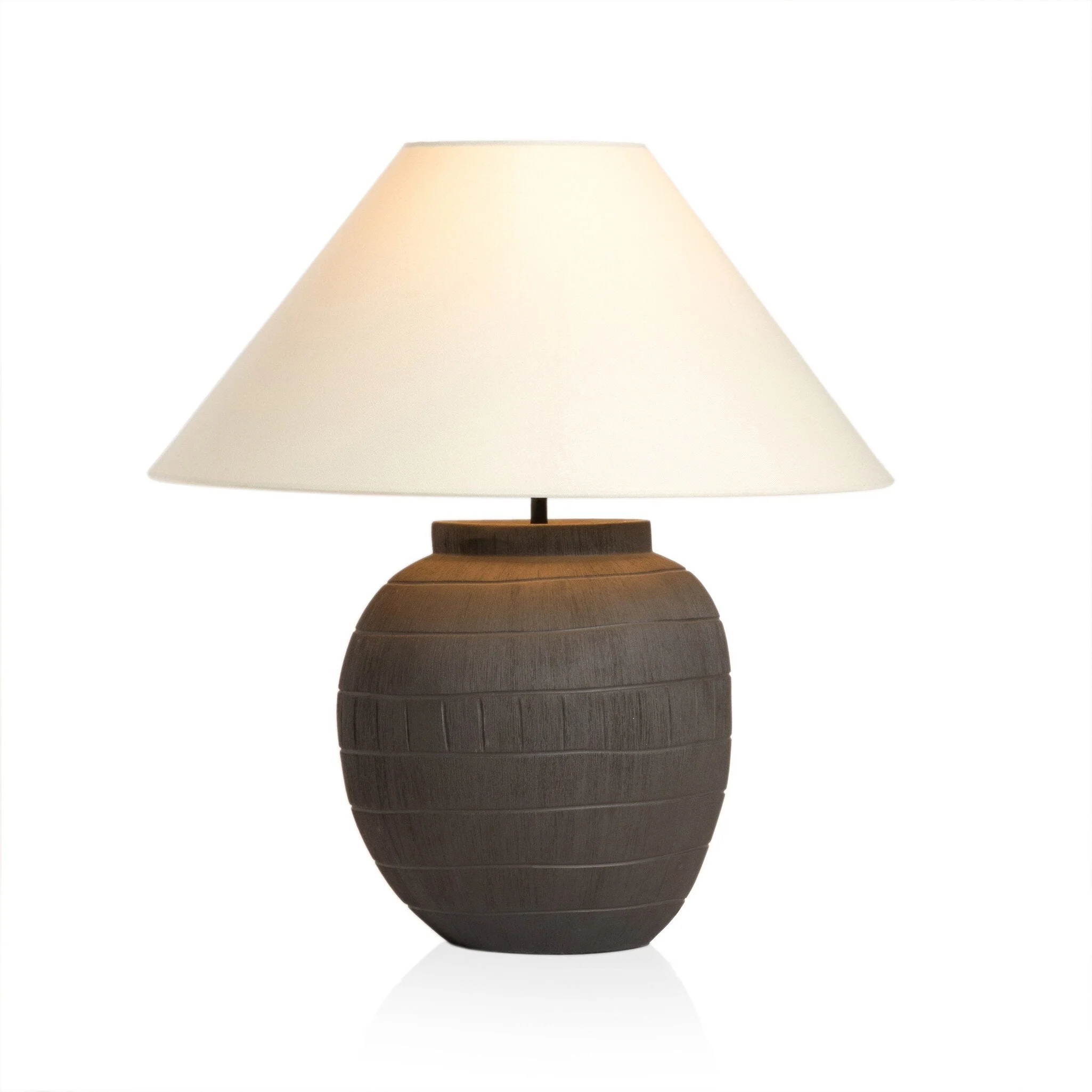 Muji Table Lamp - Textured Matte Black Porcelain Ceramic - Image 2