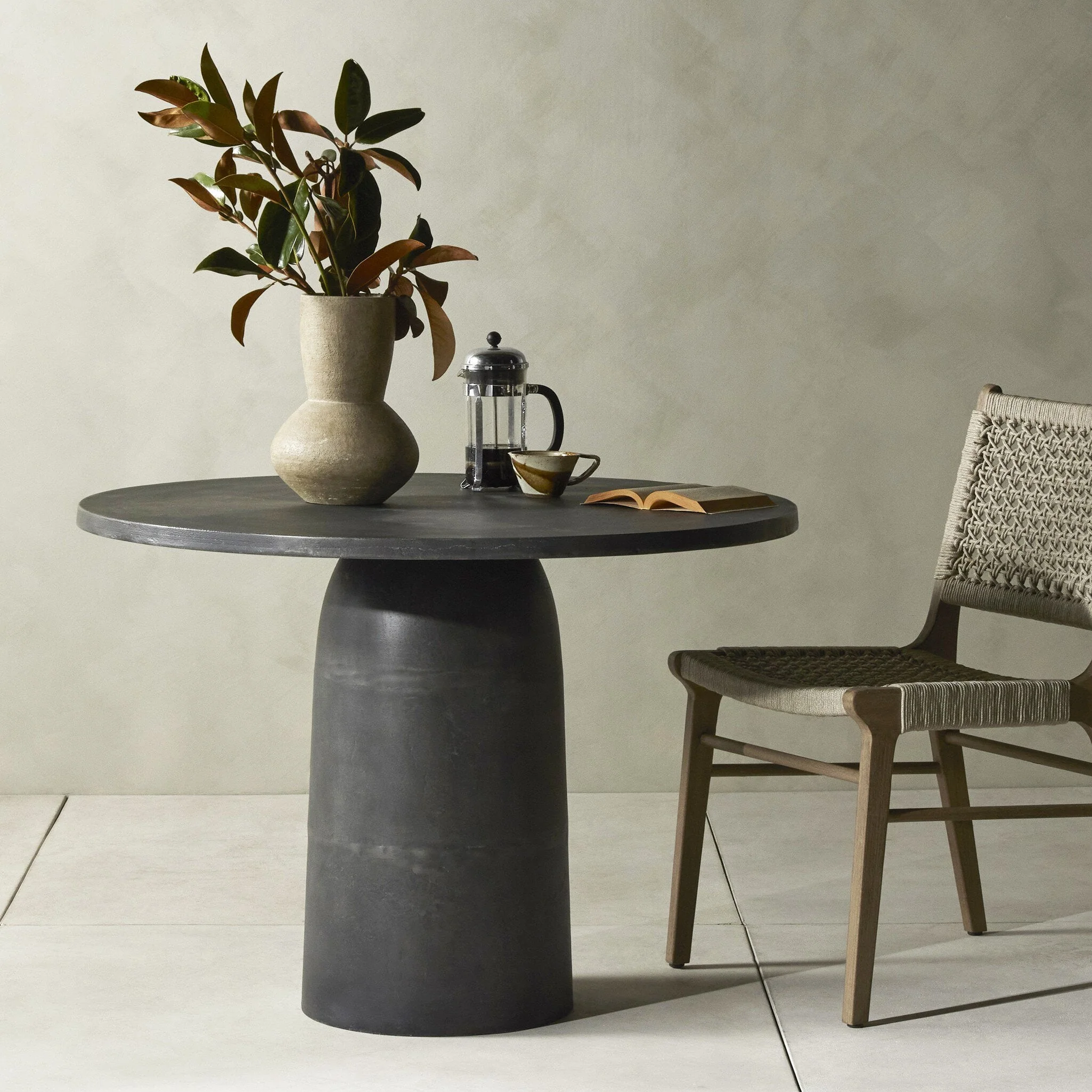Basil Outdoor Dining Table 42" - Aged Grey - Image 3