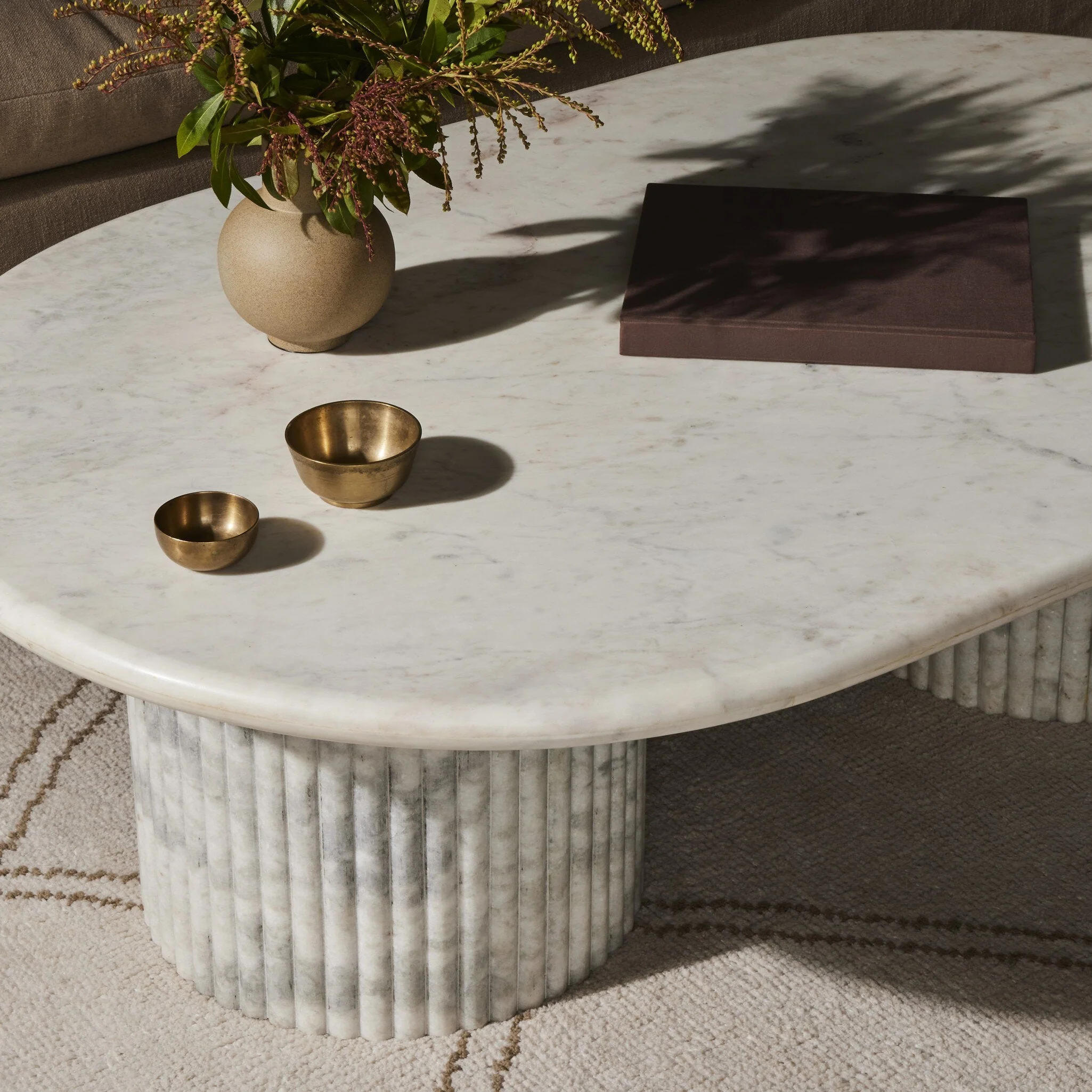 Oranda Coffee Table - Polished White Marble w/ Sealant - Image 3