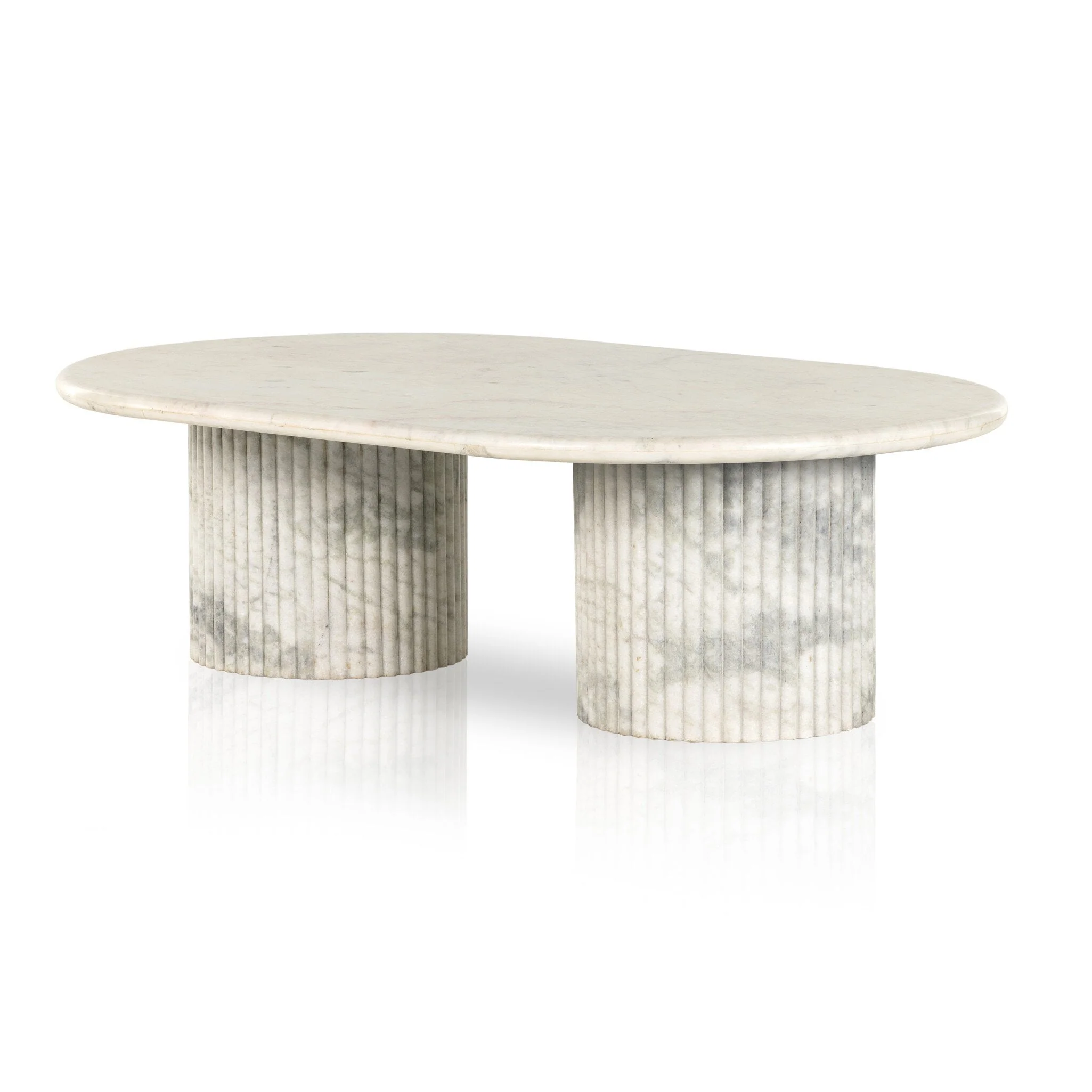 Oranda Coffee Table - Polished White Marble w/ Sealant - Image 1
