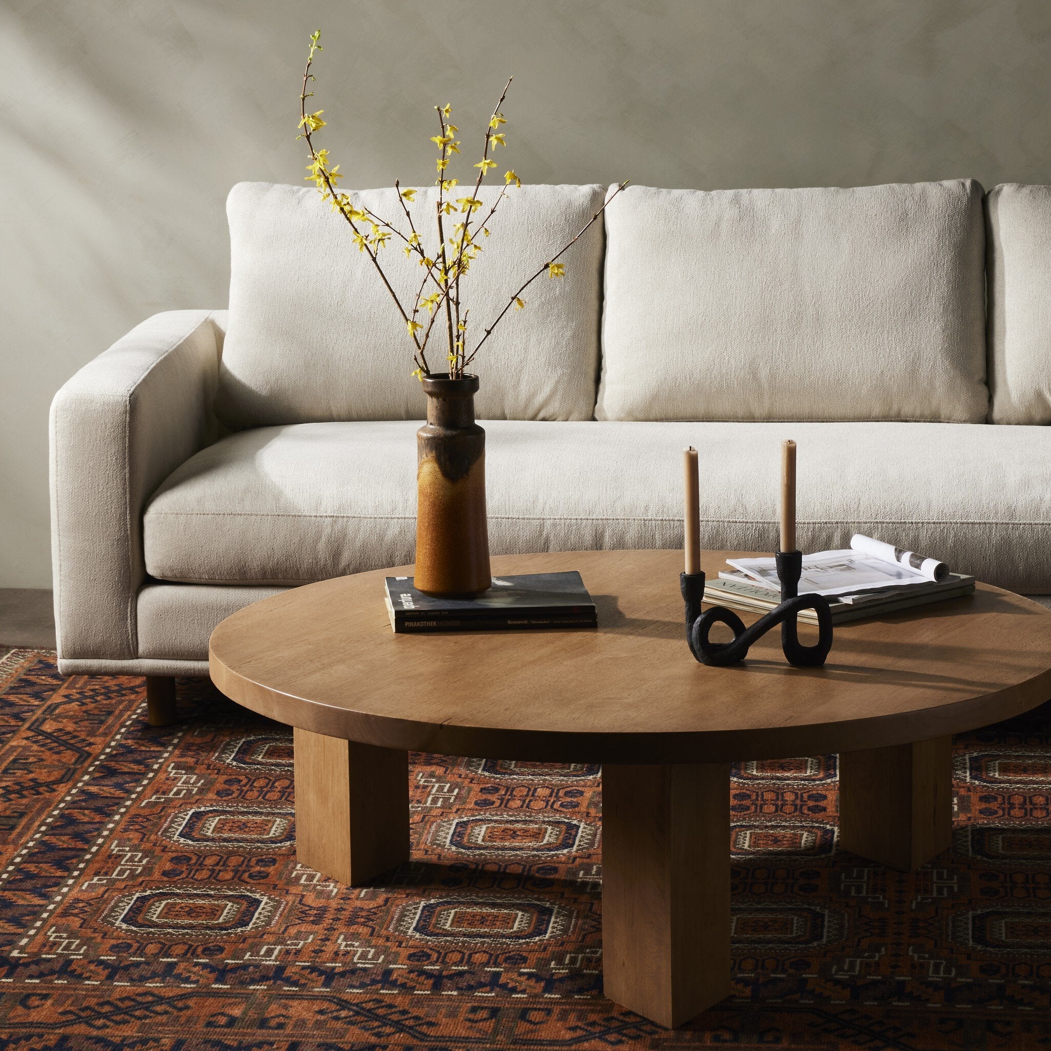 Mesa Round Coffee Table - Light Brushed Parawood | 48" - Image 3
