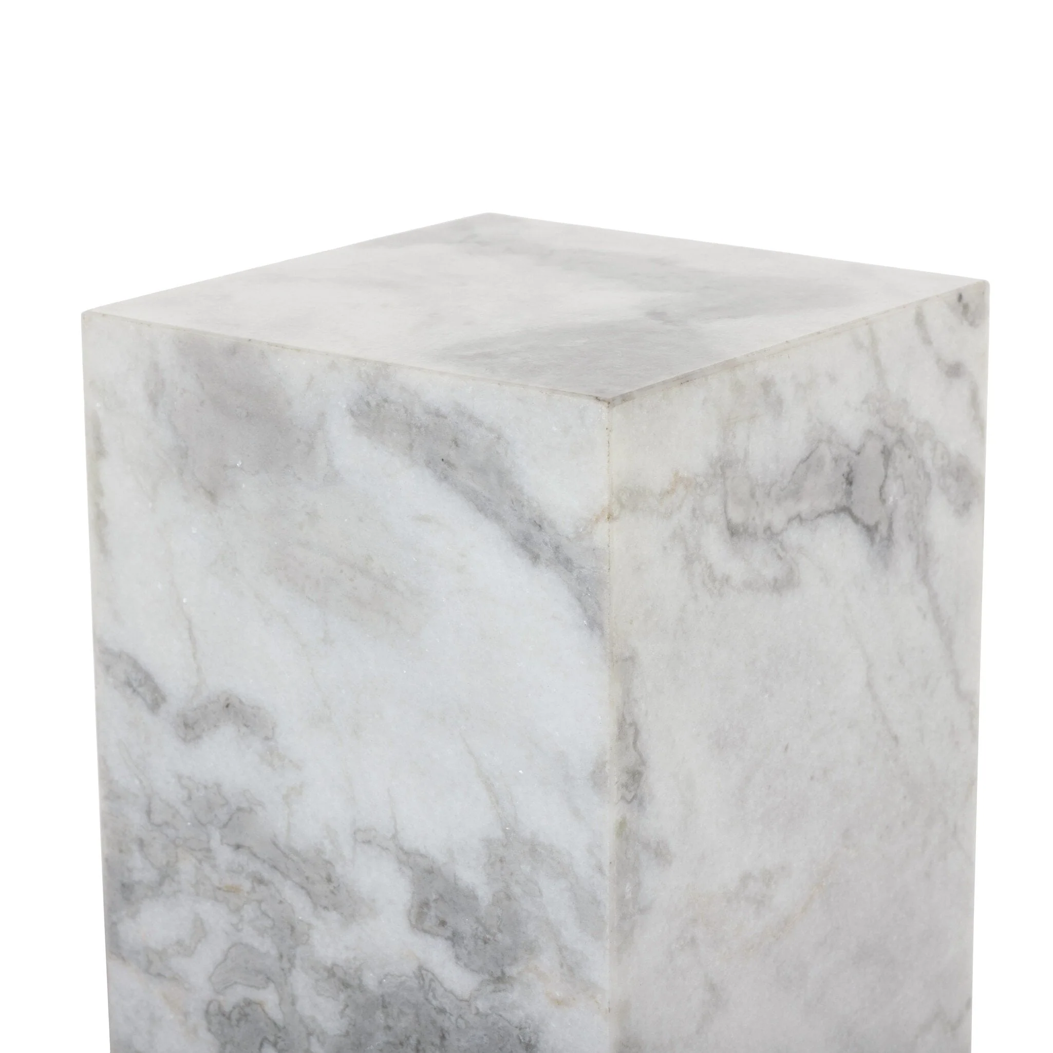 Modern Marble Pedestal - White & Grey Speckled Marble - Image 2