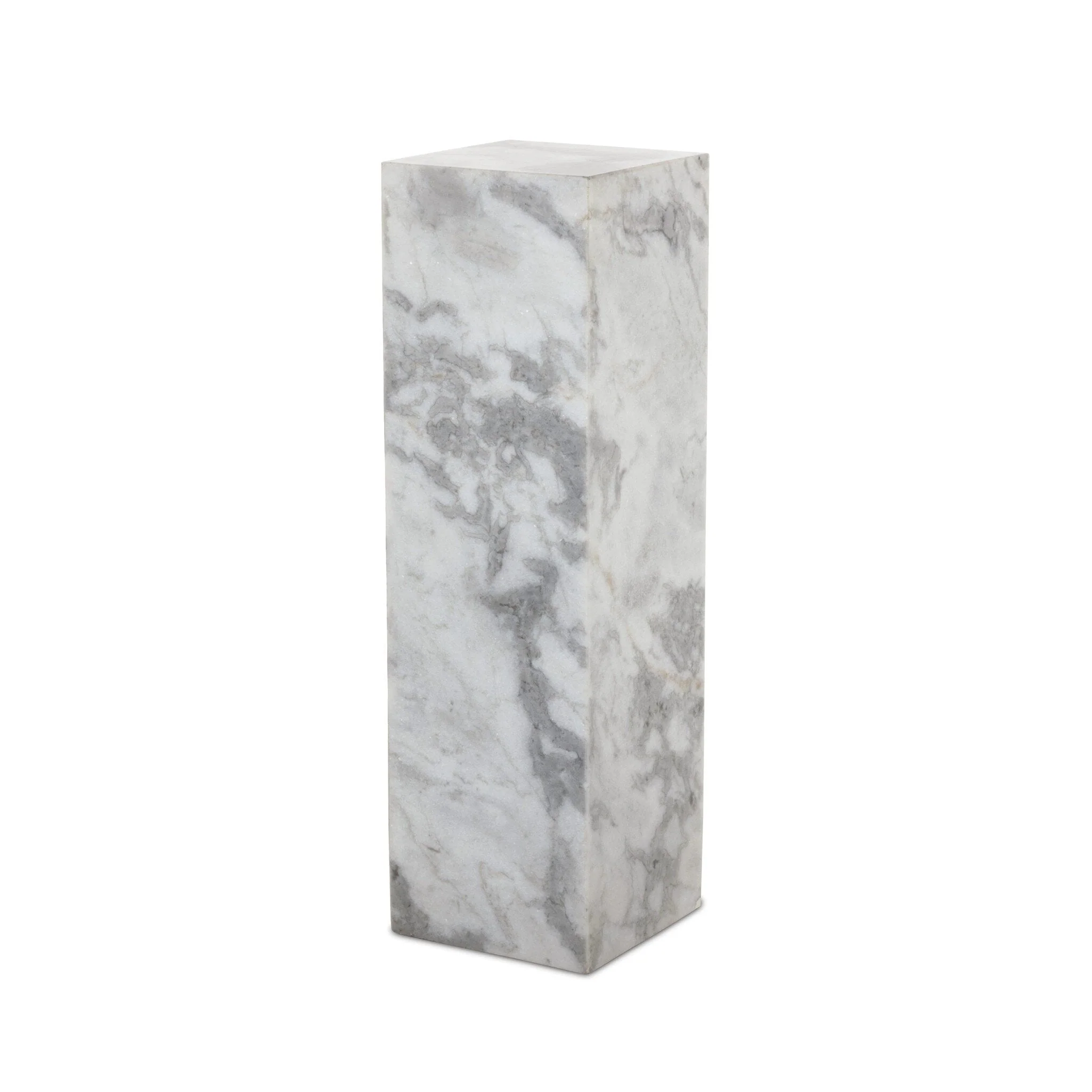 Modern Marble Pedestal – White & Grey Speckled Marble