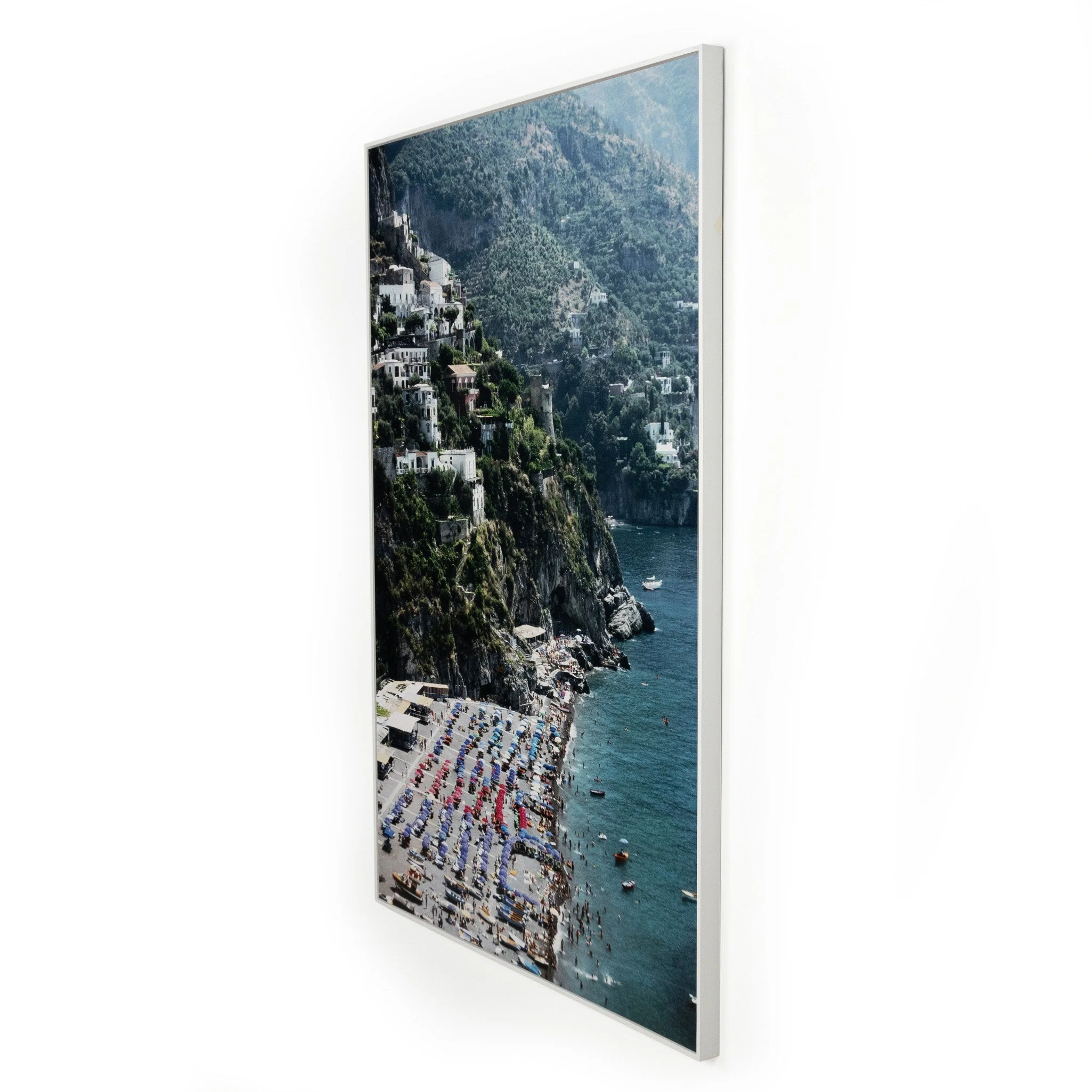 Beach In Positano by Slim Aarons - White Maple Floater - Image 2