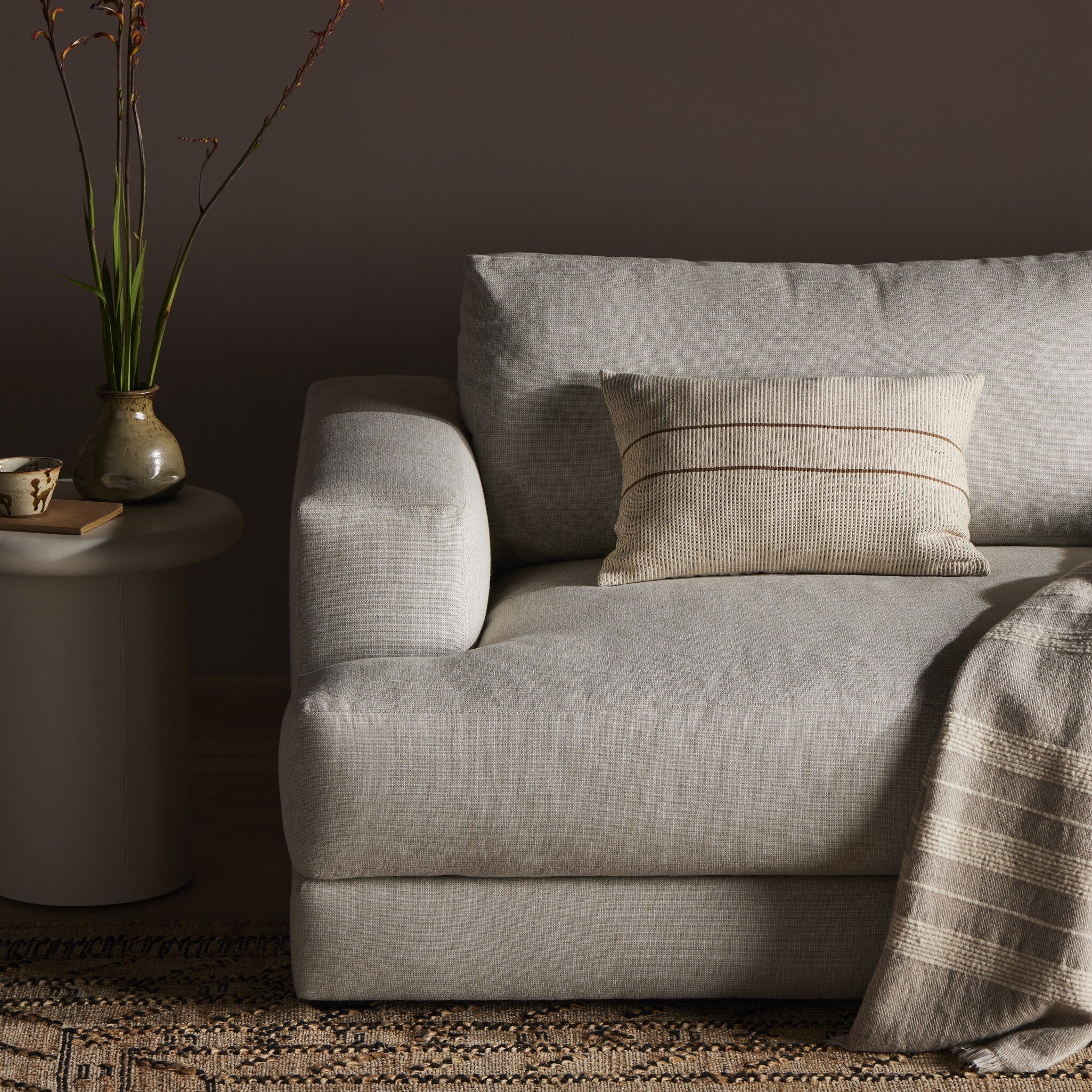 Handwoven Merido Pillow - Beige - Beige Cotton | 14" x 20" - Image 3