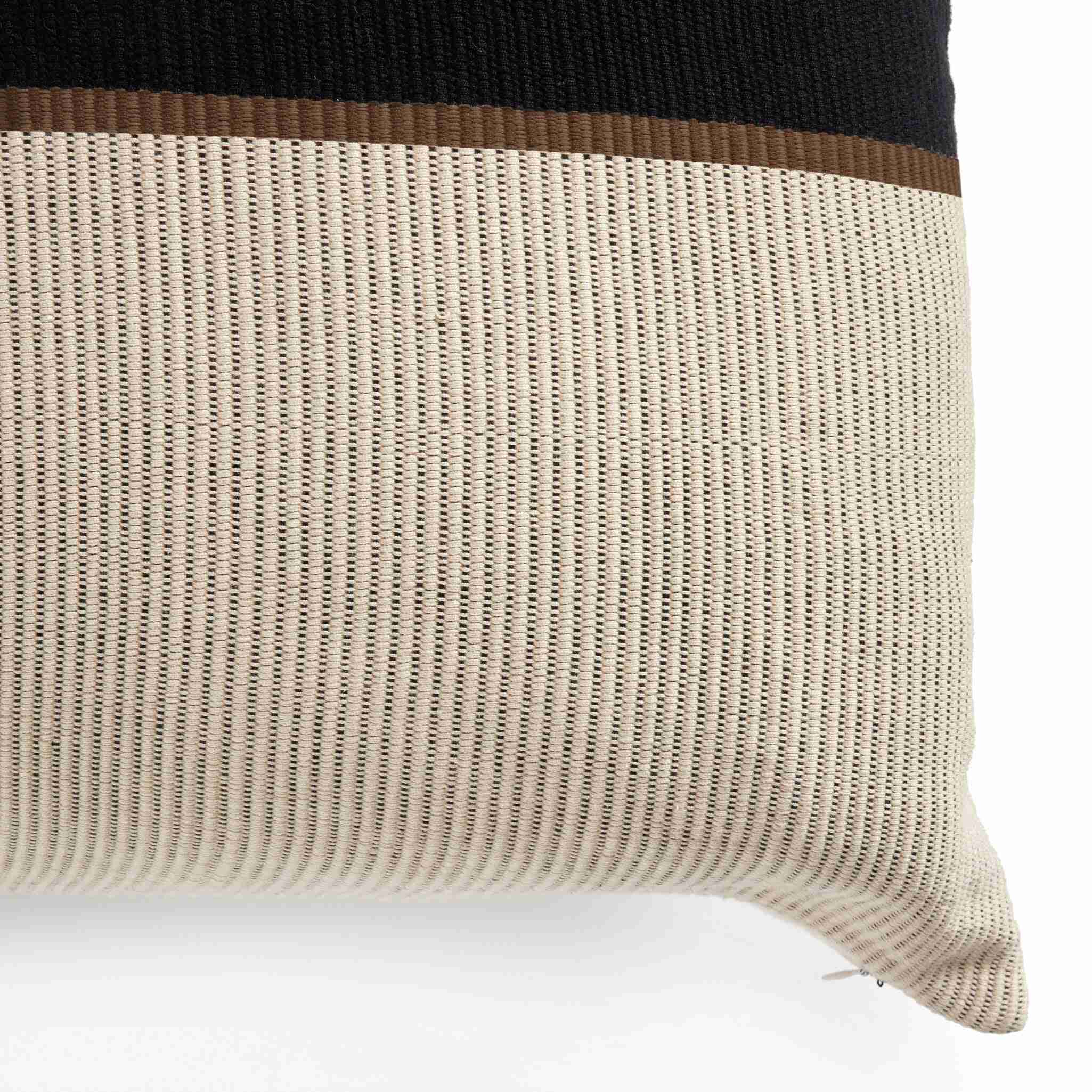 Handwoven Merido Pillow - Black - Beige Cotton - Image 2