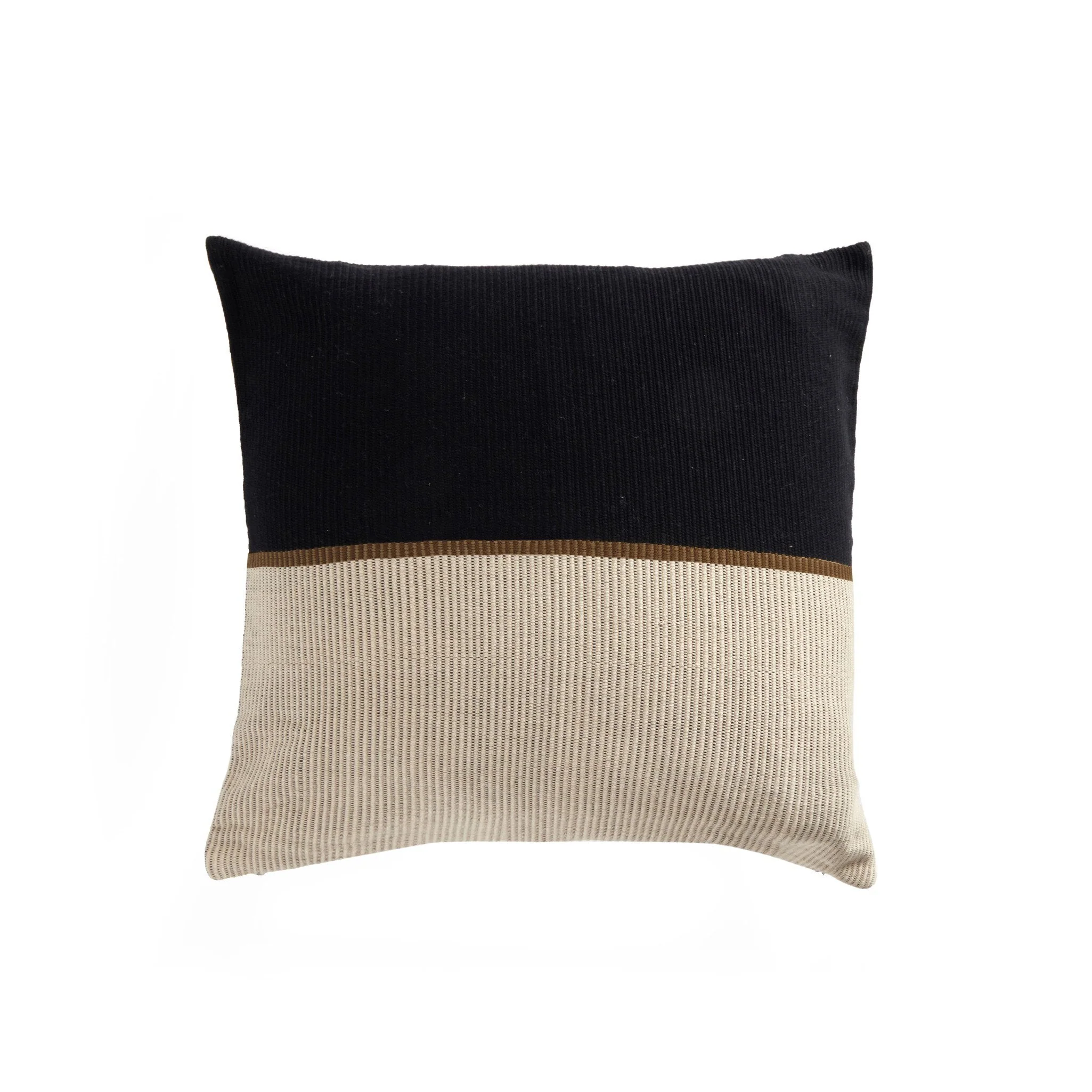 Handwoven Merido Pillow – Black – Beige Cotton
