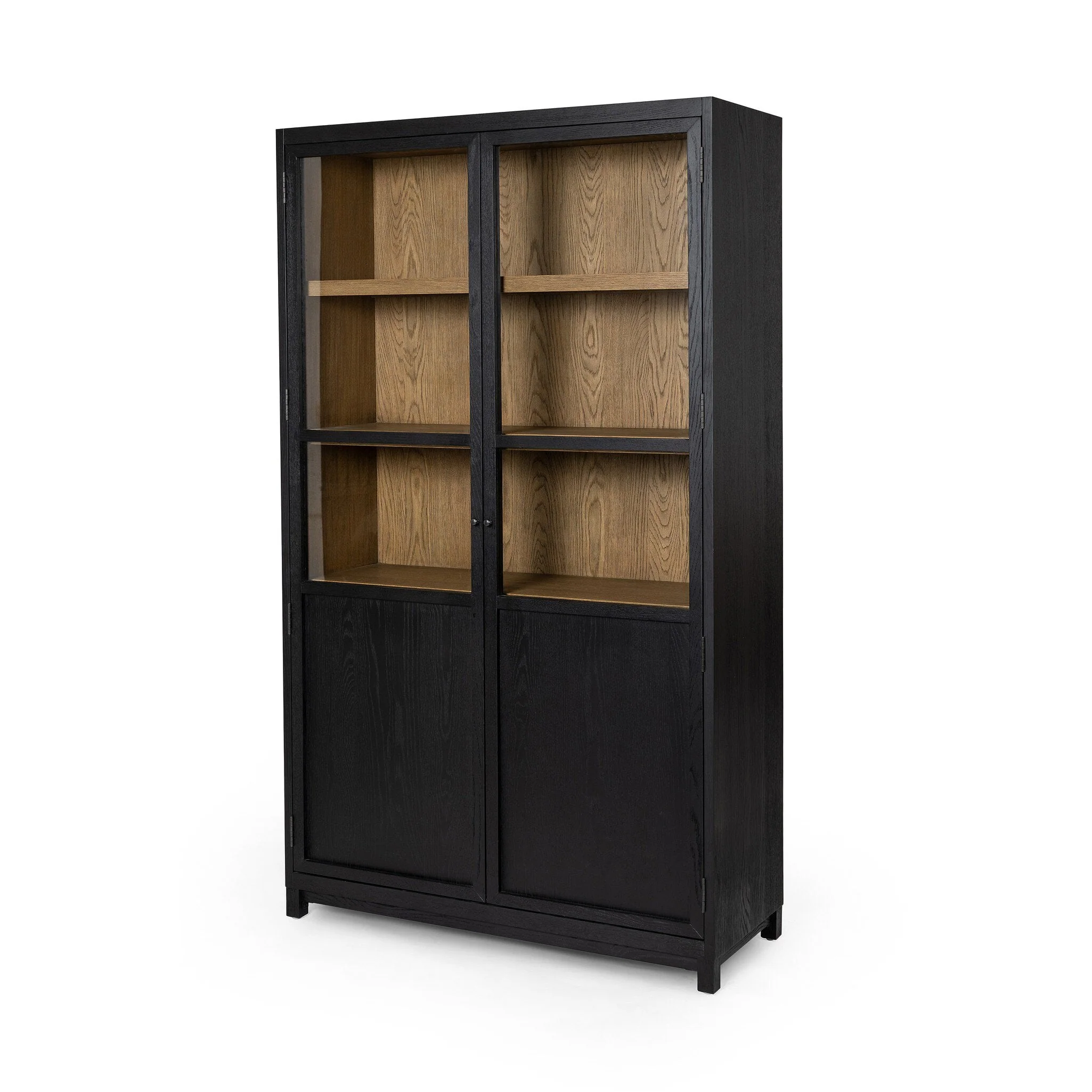 Millie Panel and Glass Door Cabinet - Drifted Matte Black - Image 2