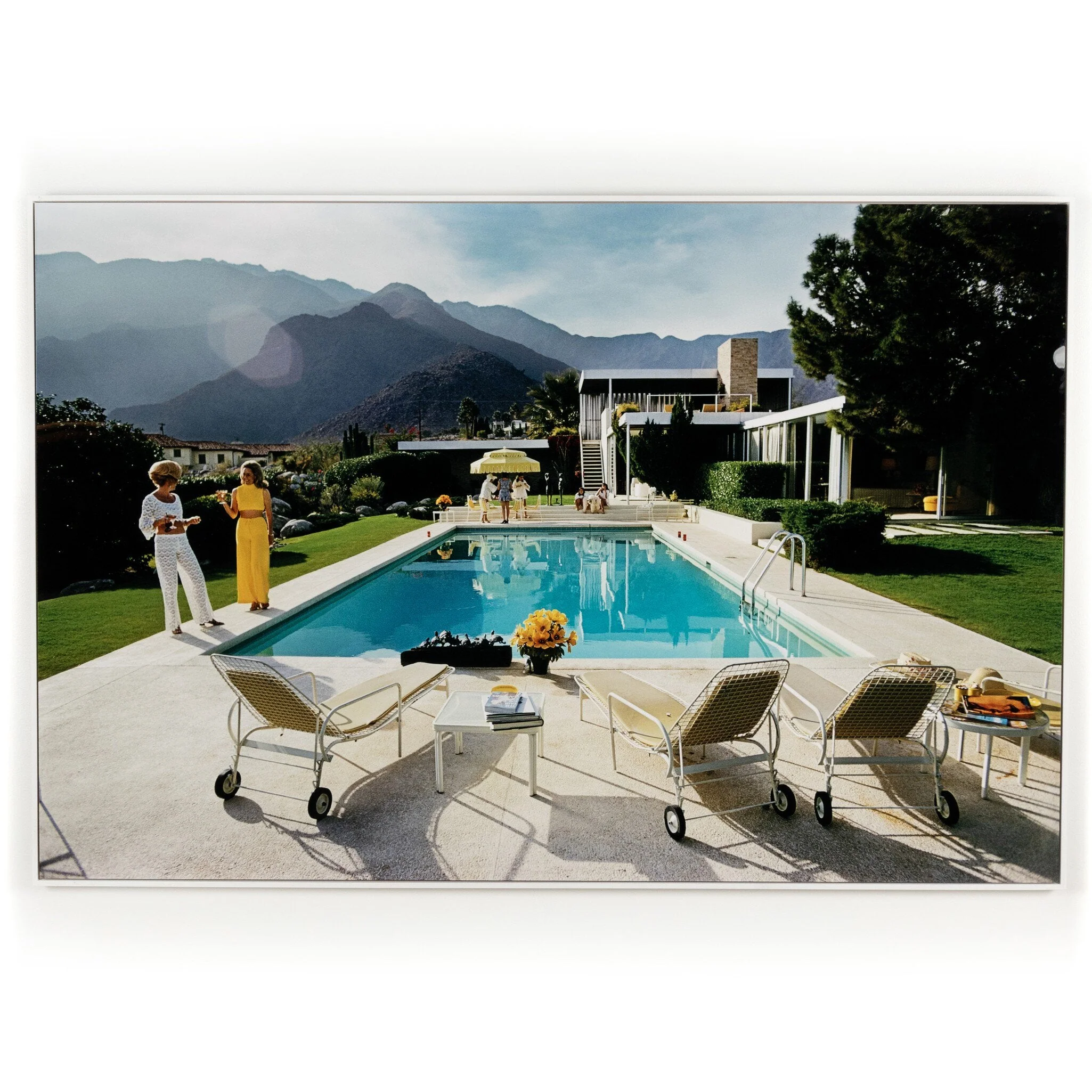 Palm Springs Pool by Slim Aarons - White Maple Floater - Image 1
