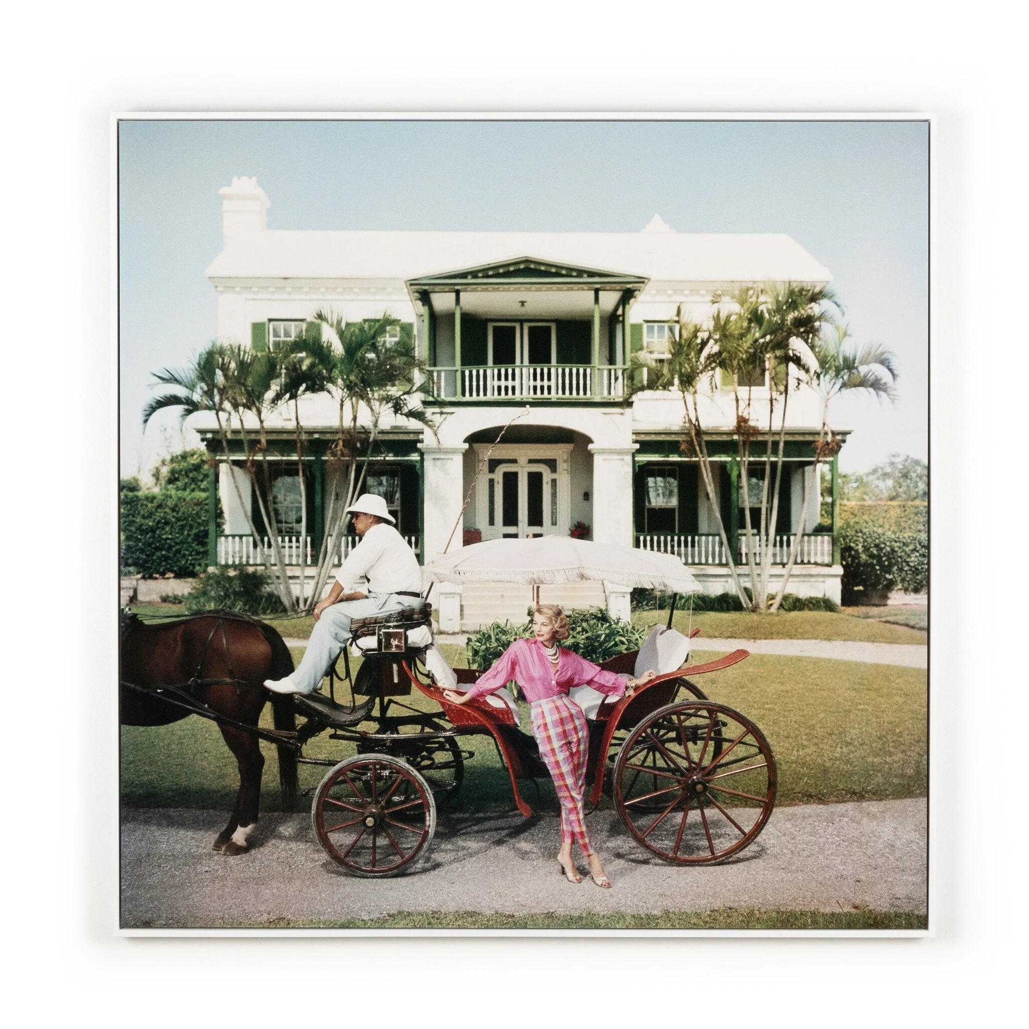 Bermudan Hostess by Slim Aarons - White Maple Floater - Image 1