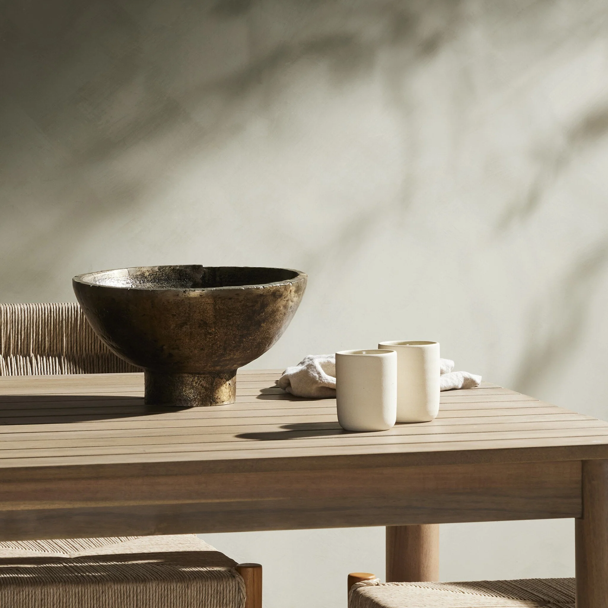 Jagen Outdoor Pedestal Bowl - Rustic Cast Aluminum - Image 2