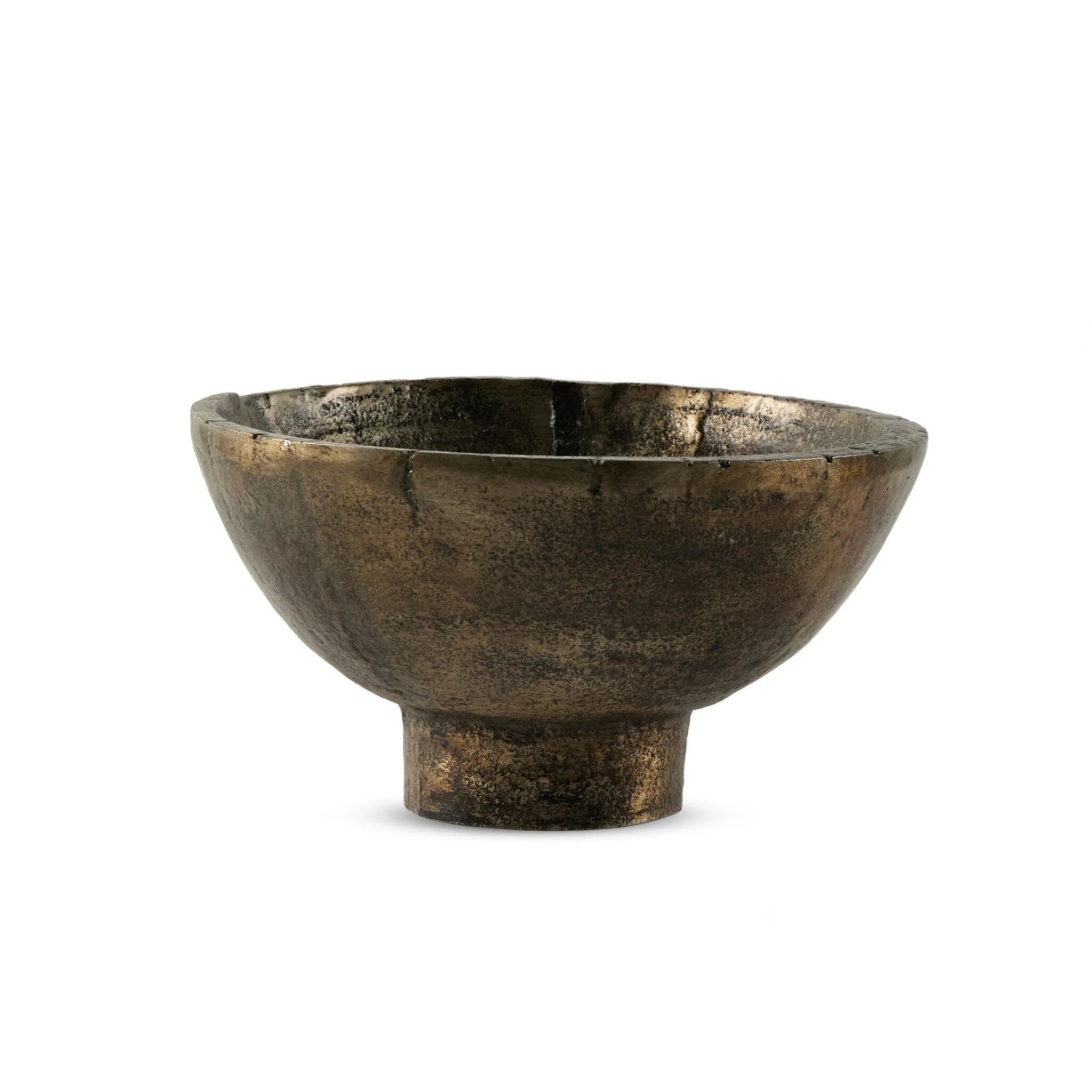 Jagen Outdoor Pedestal Bowl – Rustic Cast Aluminum
