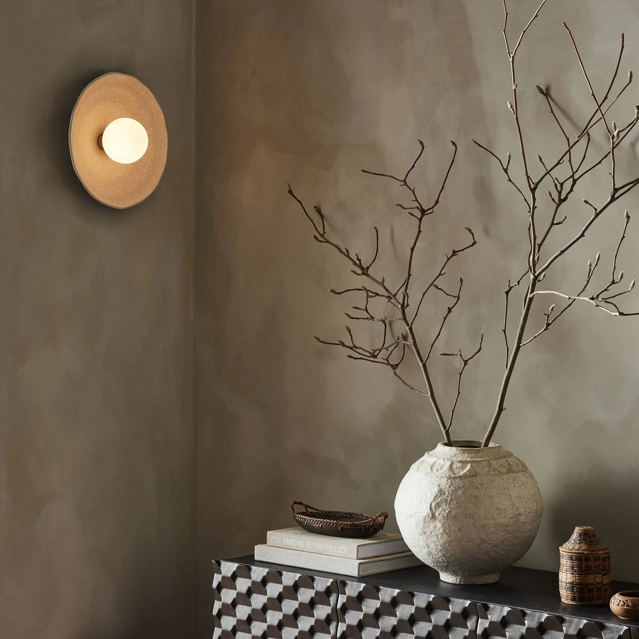 Organic Ceramic Sconce - Light Sand Porcelain Ceramic - Image 2