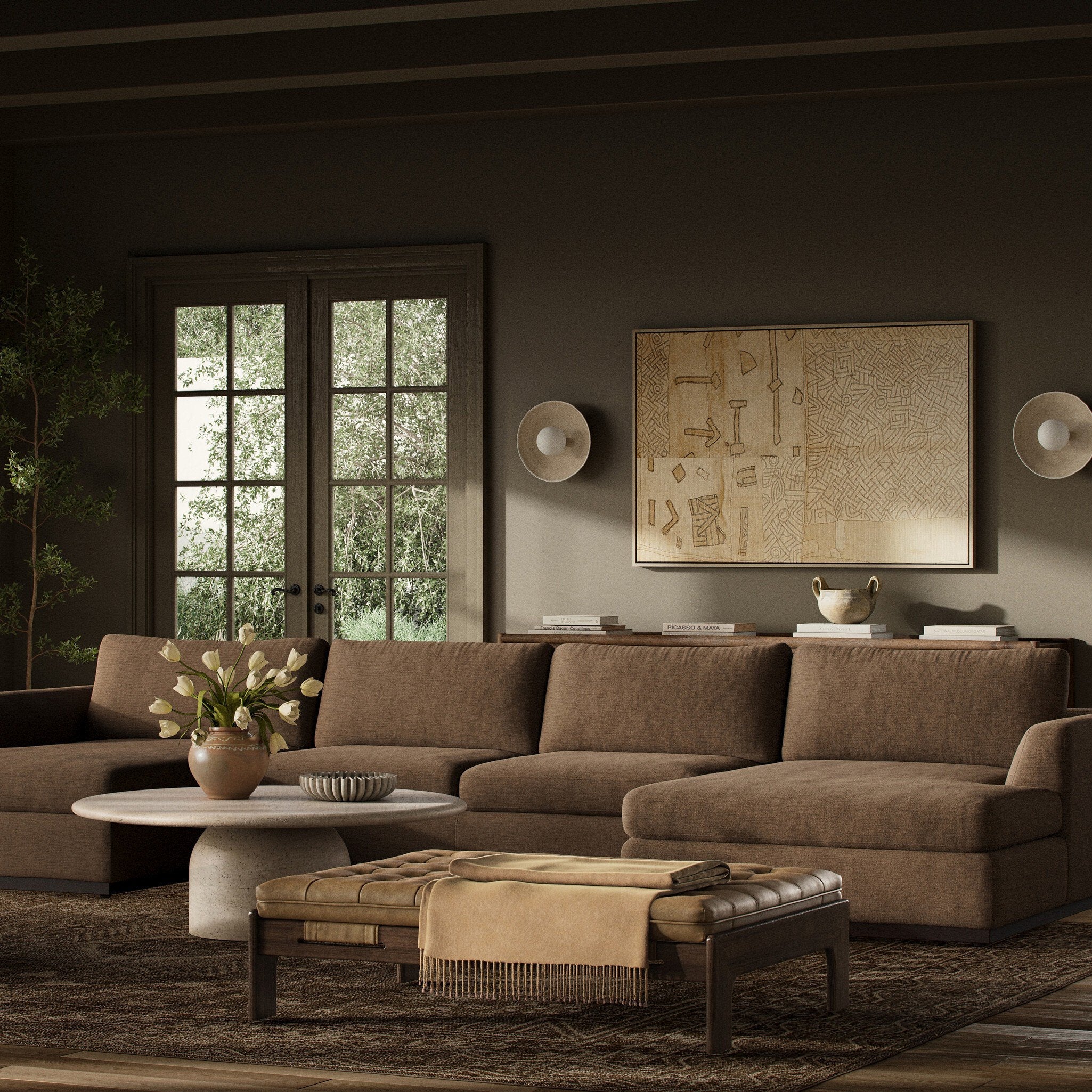 Colt 3-Piece U Sectional - Crypton Nomad Mushroom - Image 2