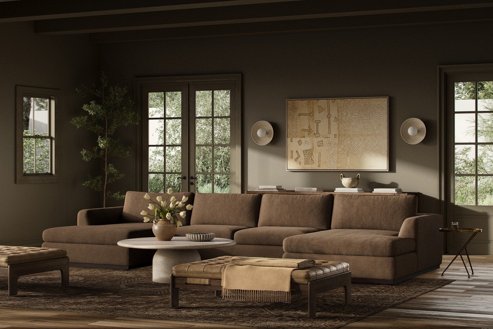 Colt 3-Piece U Sectional - Crypton Nomad Mushroom - Image 3