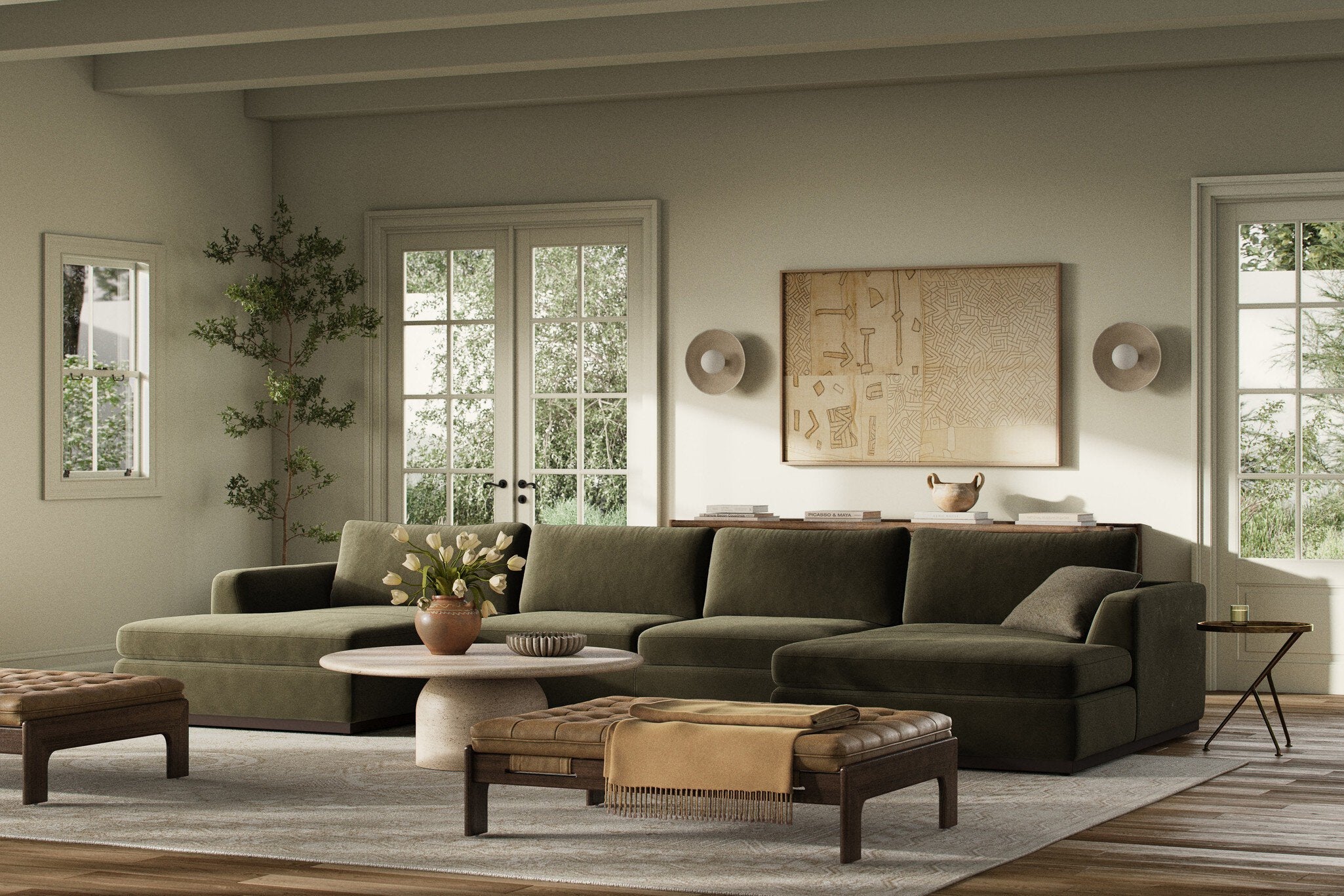 Colt 3-Piece U Sectional - Surrey Olive - Image 3