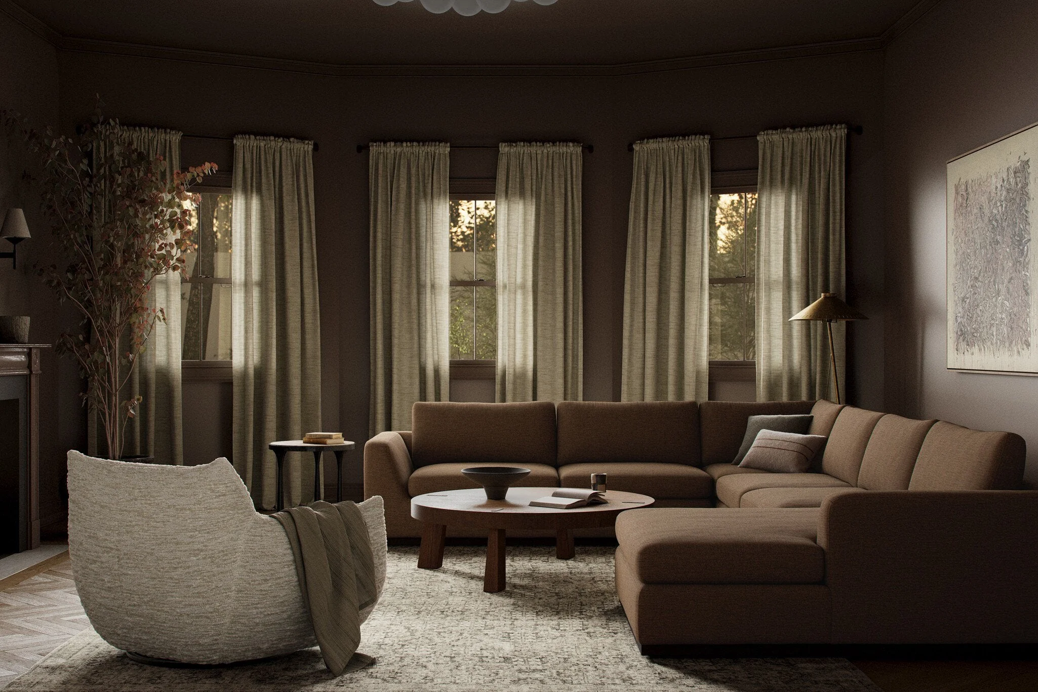 Colt 4-Piece Sectional - Crypton Nomad Mushroom | Right Chaise - Image 3