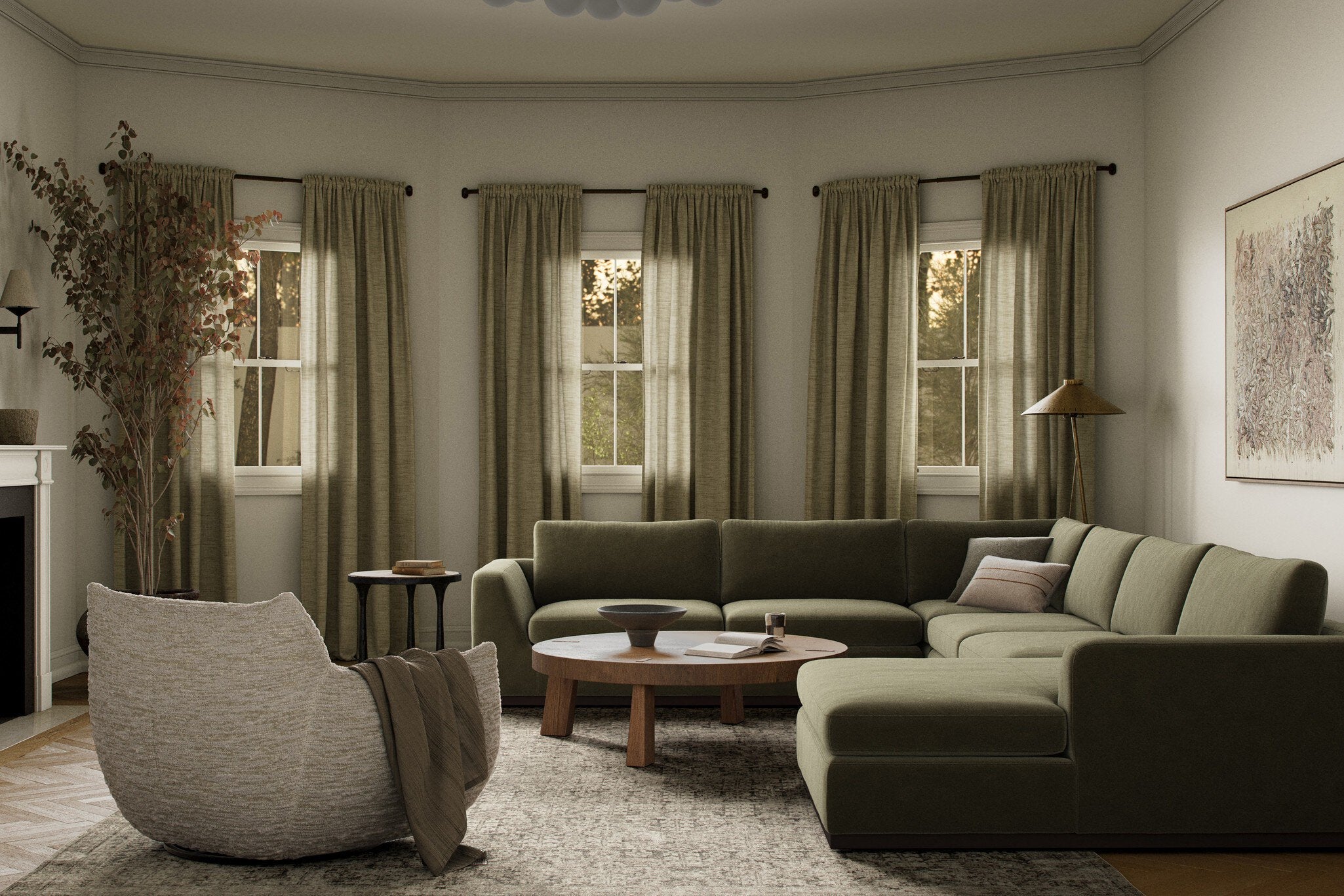 Colt 4-Piece Sectional - Surrey Olive | Right Chaise - Image 3