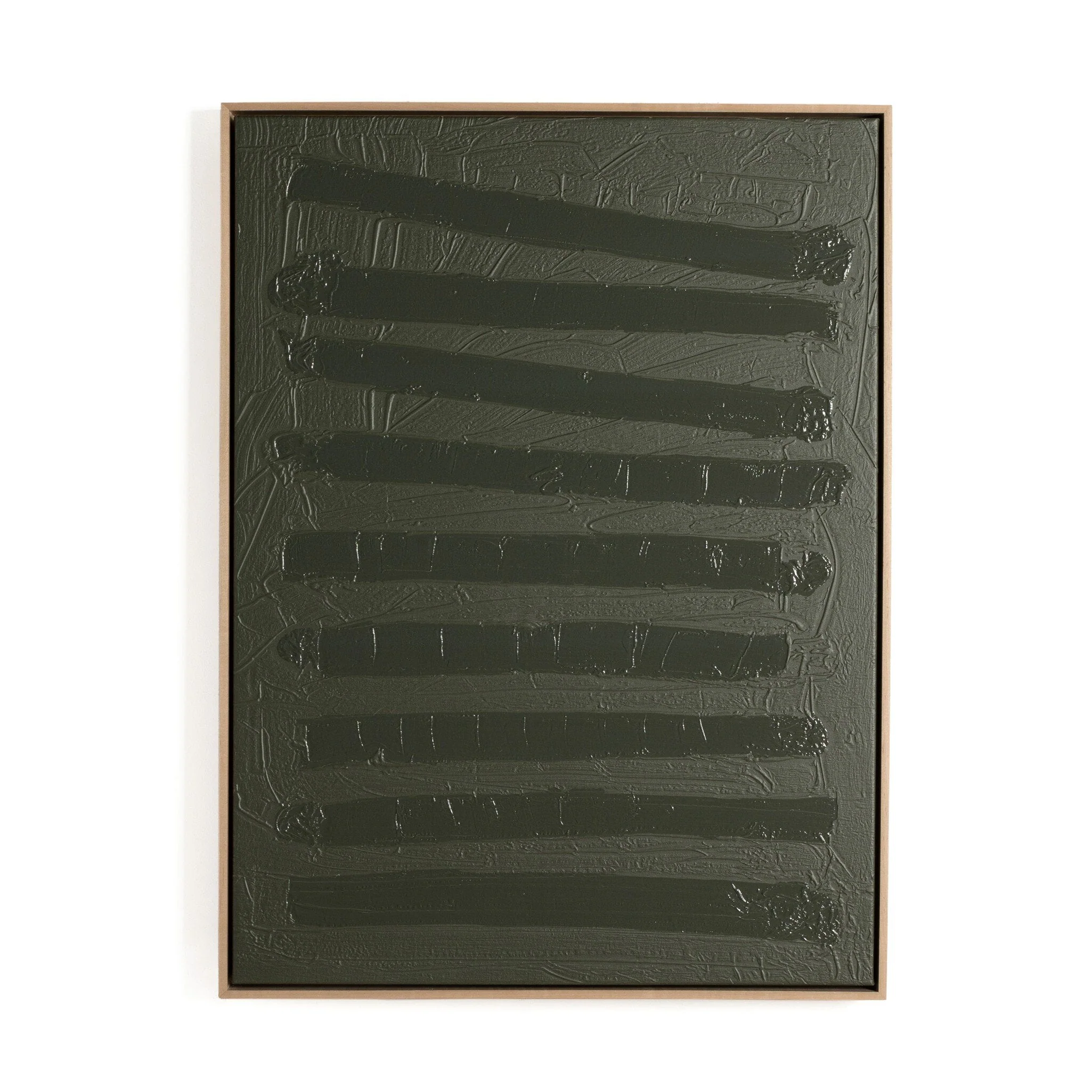 Free Form Lines I Olive by The Holly Collective - Natural Maple Floater - Image 1