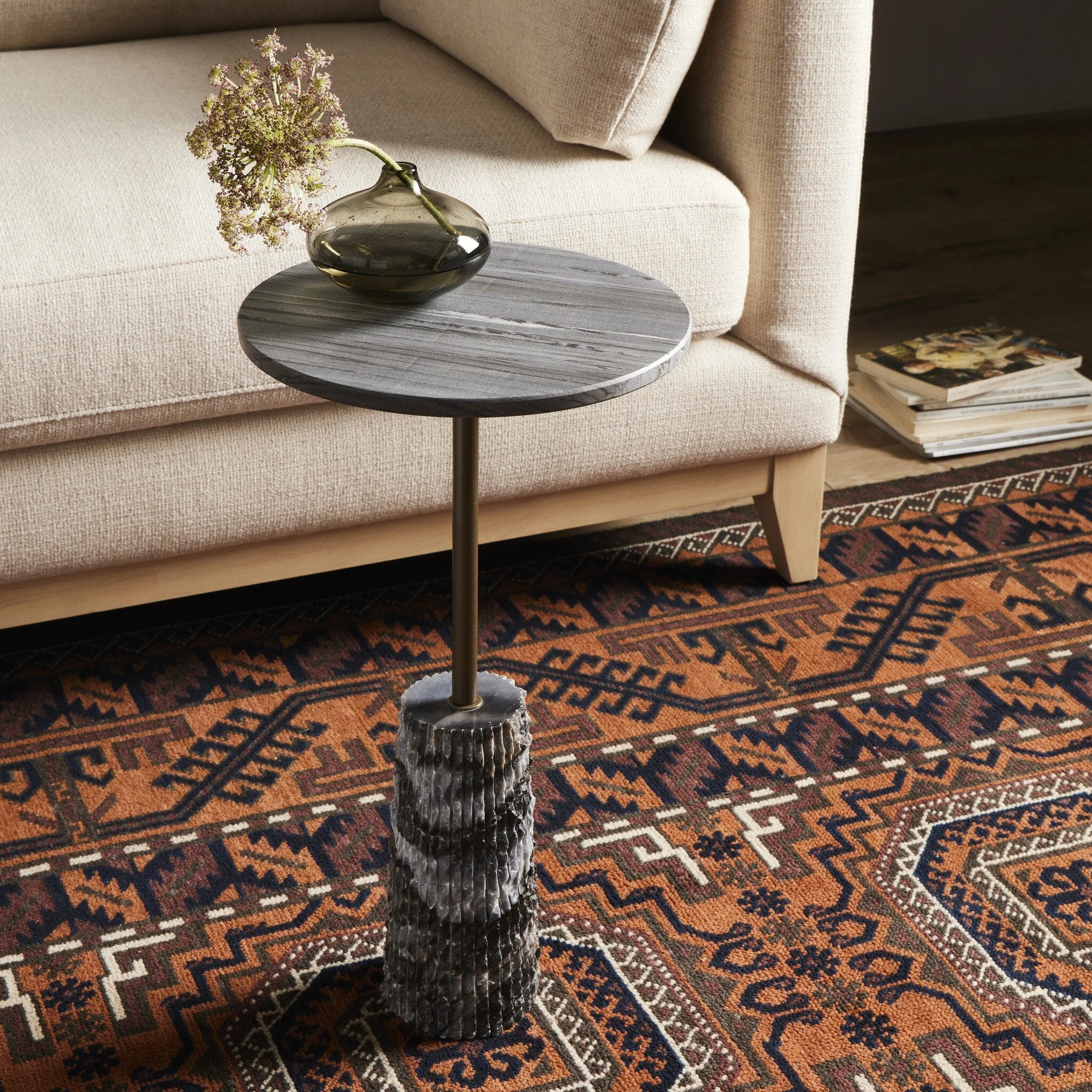 Raven End Table - Ebony Marble - Image 3