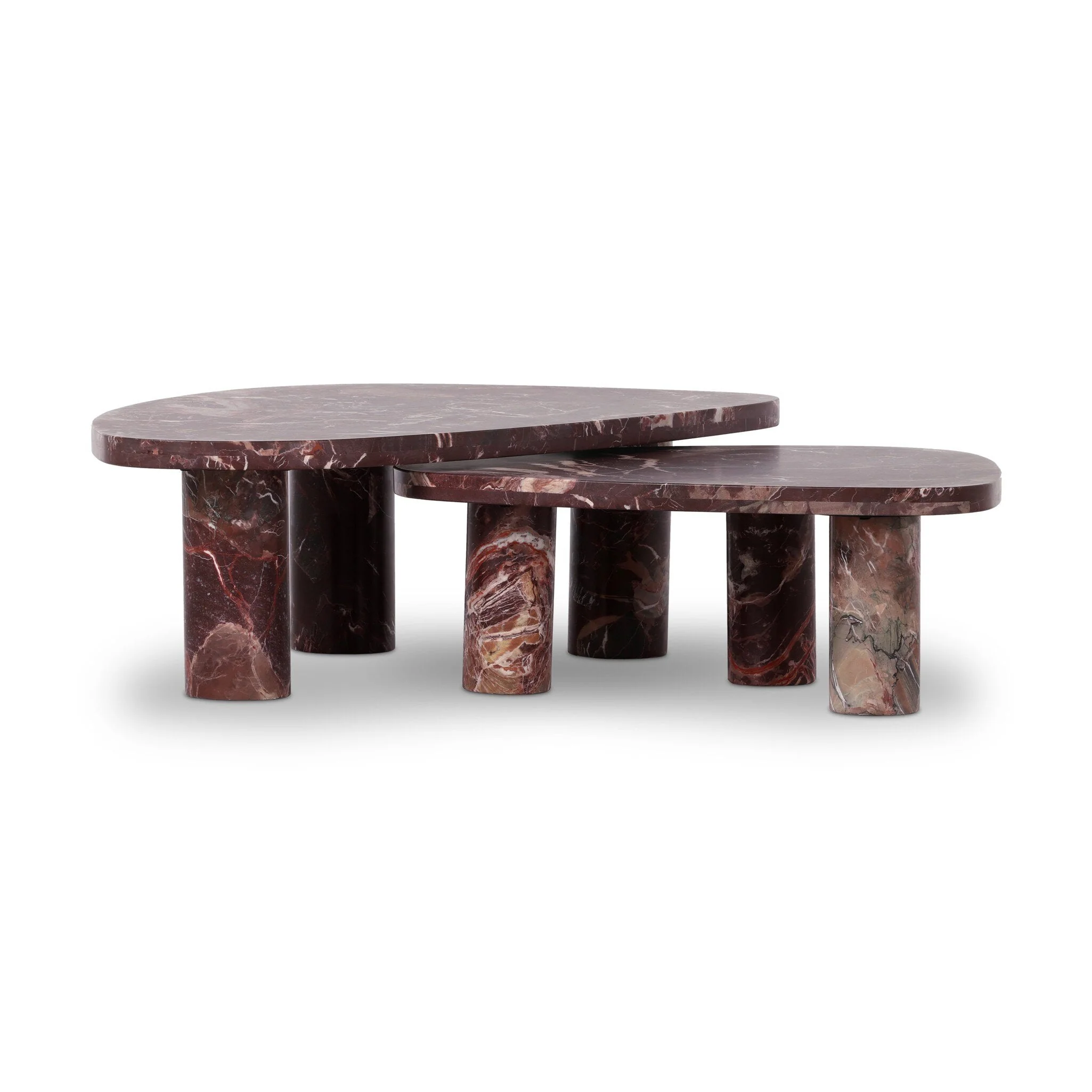 Zion Nesting Coffee Tables - Merlot Marble - Image 2