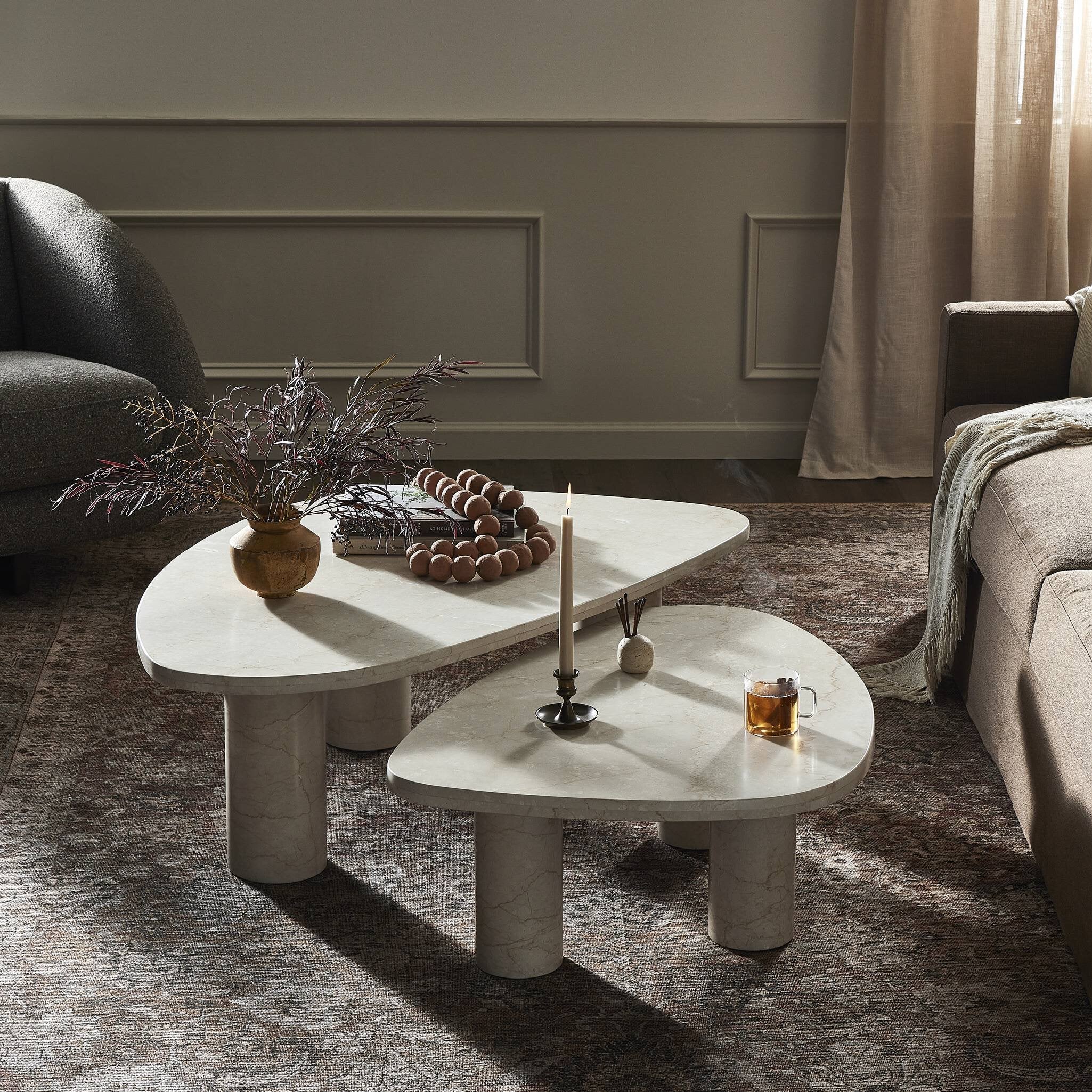 Zion Nesting Coffee Tables - Cream Marble - Image 3