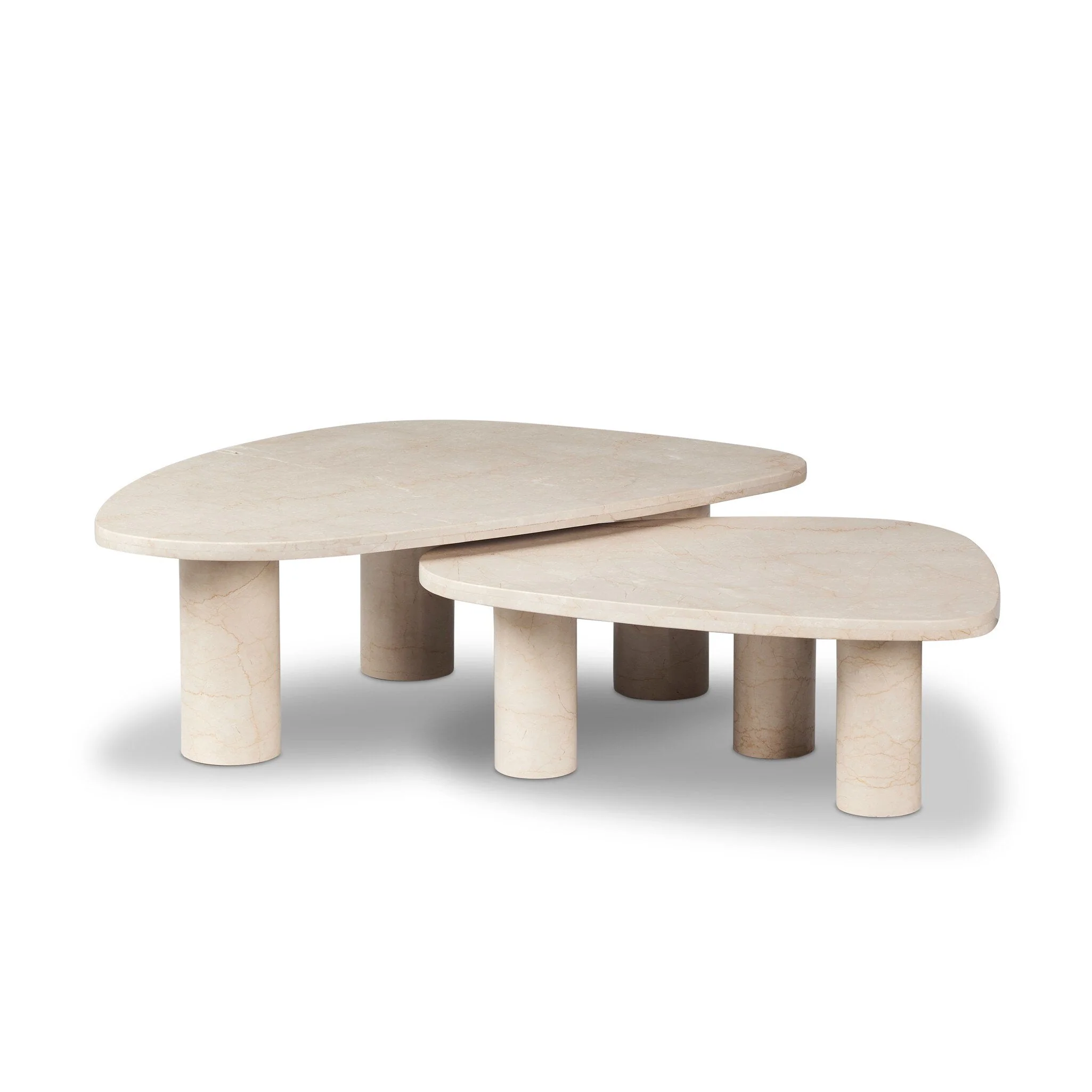 Zion Nesting Coffee Tables - Cream Marble - Image 1