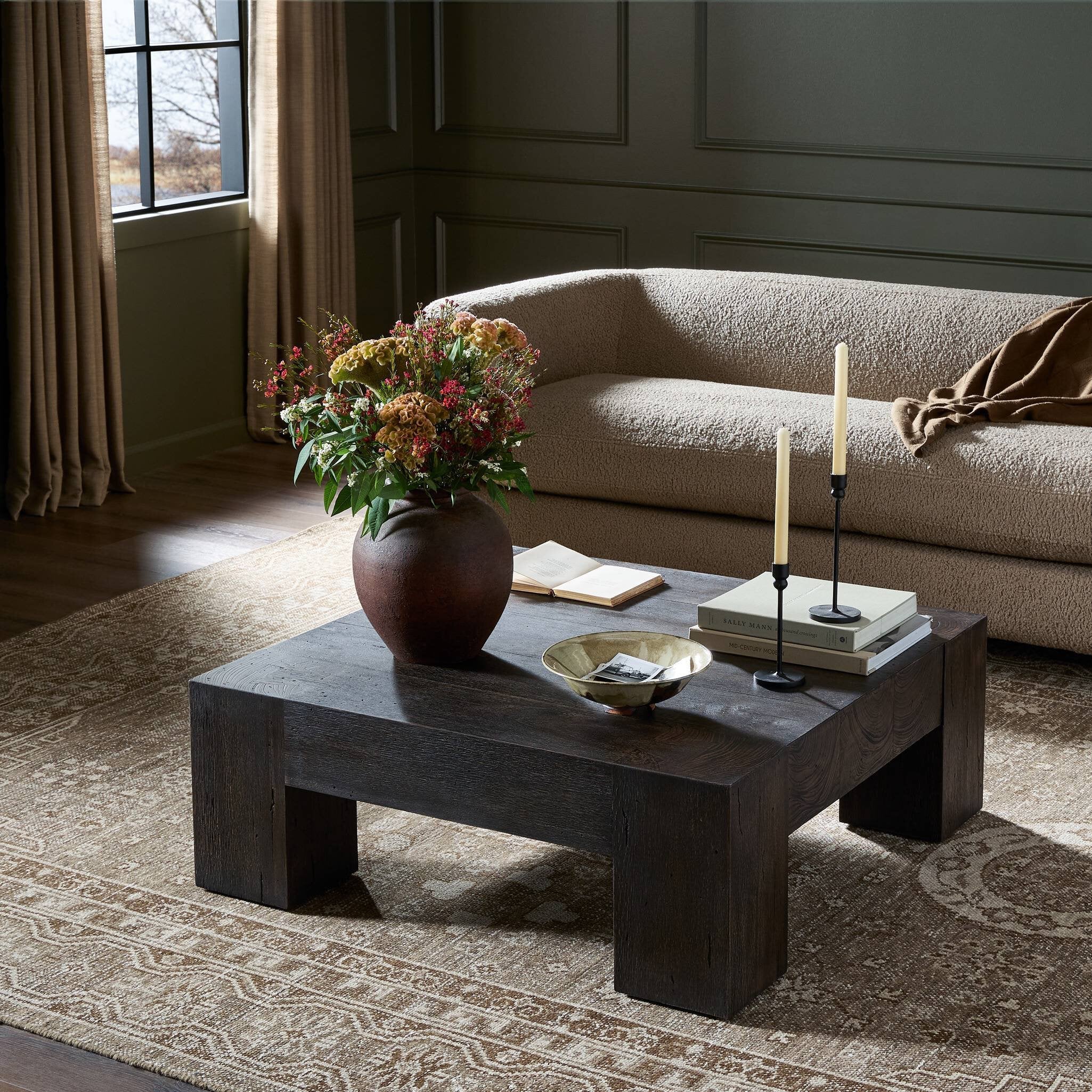 Abaso Small Square Coffee Table - Ebony Rustic Wormwood Oak - Image 3