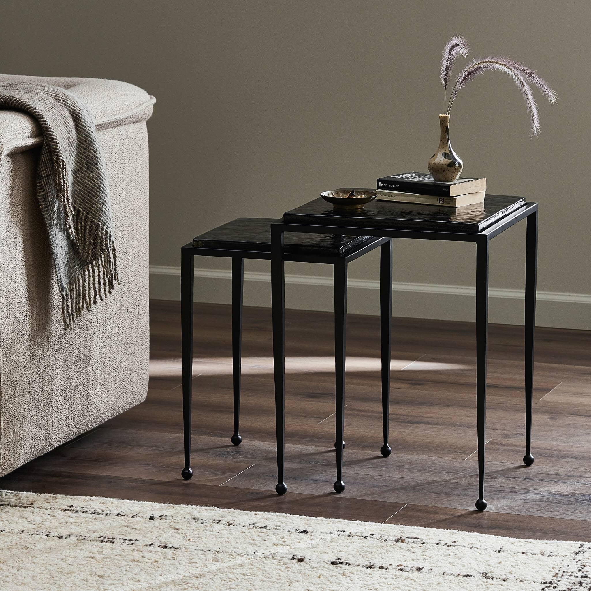 Dalston Nesting End Table Set - Smoked Black Cast Glass - Image 2
