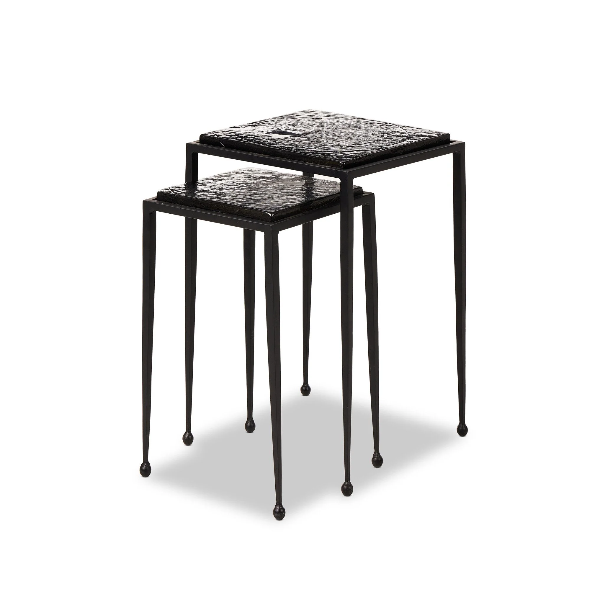 Dalston Nesting End Table Set - Smoked Black Cast Glass - Image 1