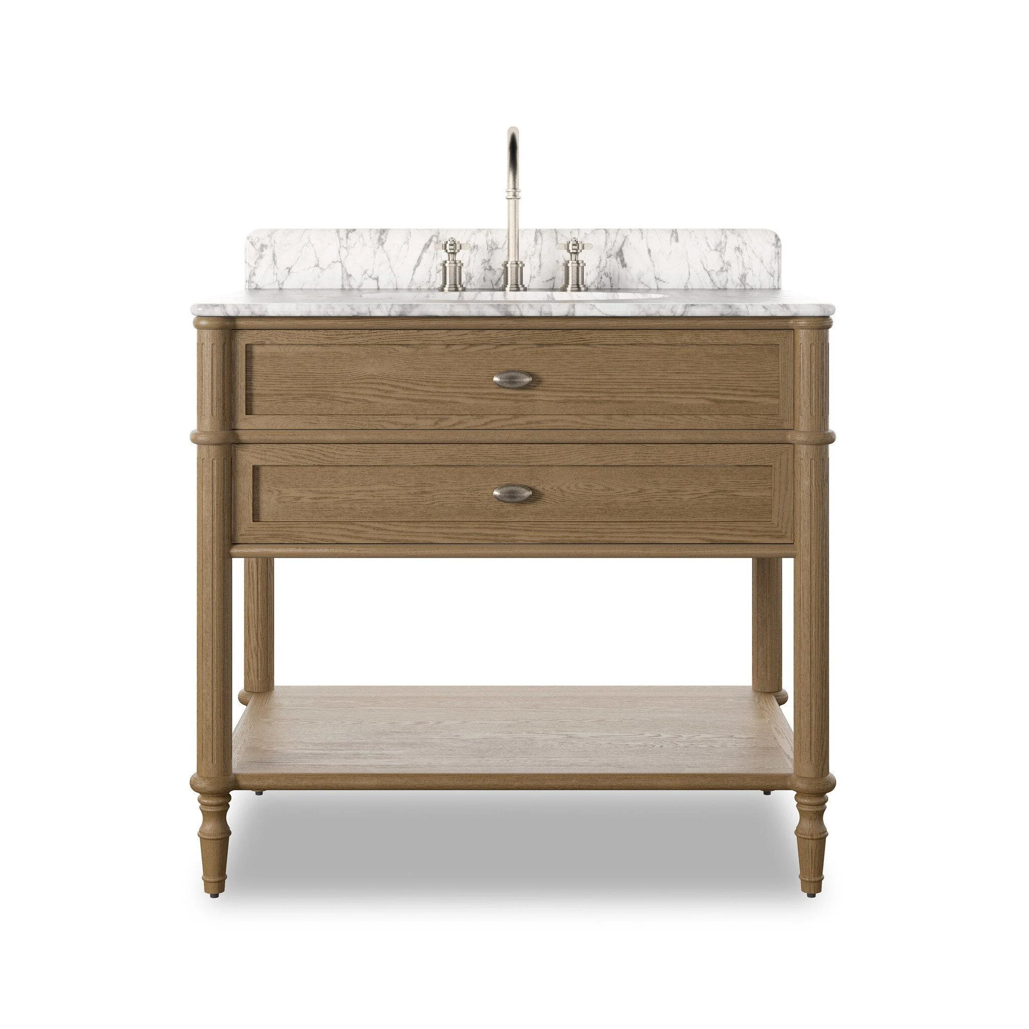 Toulouse Single Vanity – Washed Blonde Oak Veneer